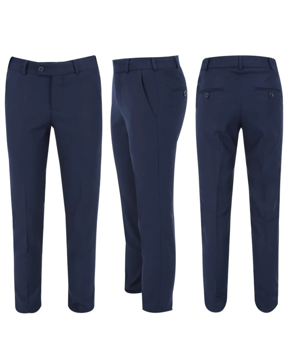Boys Tweed Tuxedo Slim Fit Suit - ROBBIE - Dark Navy Blue - Image 8