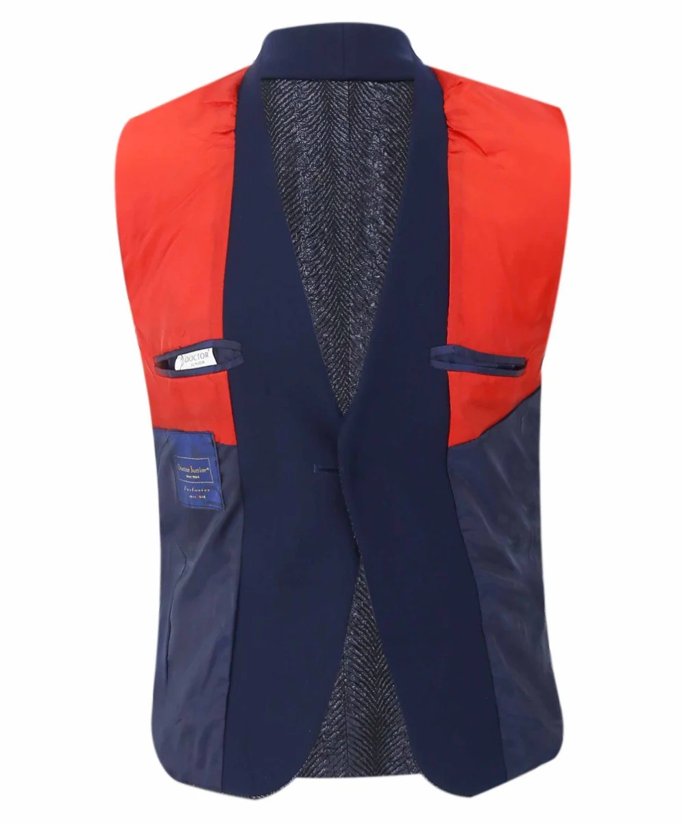 Boys Tweed Tuxedo Slim Fit Suit - ROBBIE - Dark Navy Blue - Image 9
