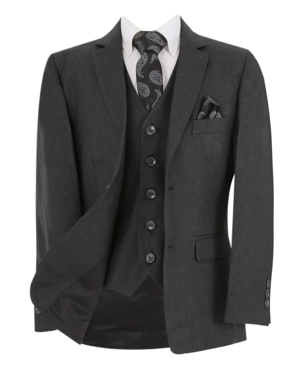 Boys Tailored Fit Formal Suit - LANDON - Charcoal Grey - Image 3