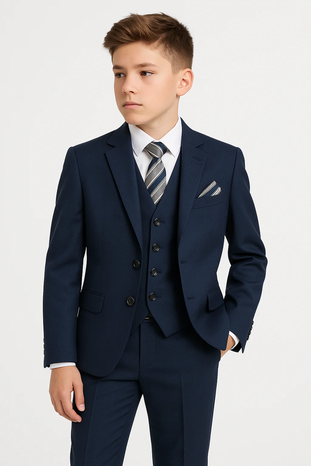 Boys Tailored Fit Formal Suit - LANDON - Navy Blue