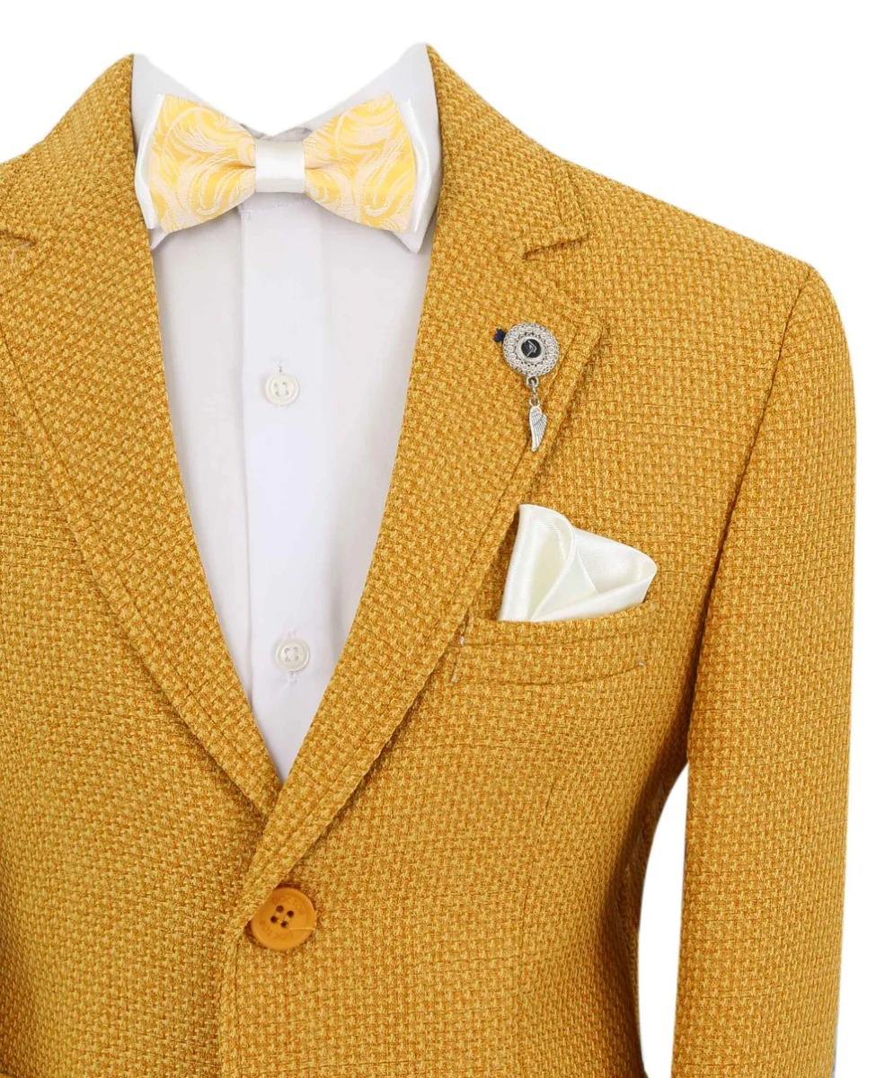 Boys Single Breasted Slim Fit Formal Blazer - GERRARD - Mustard - Image 2