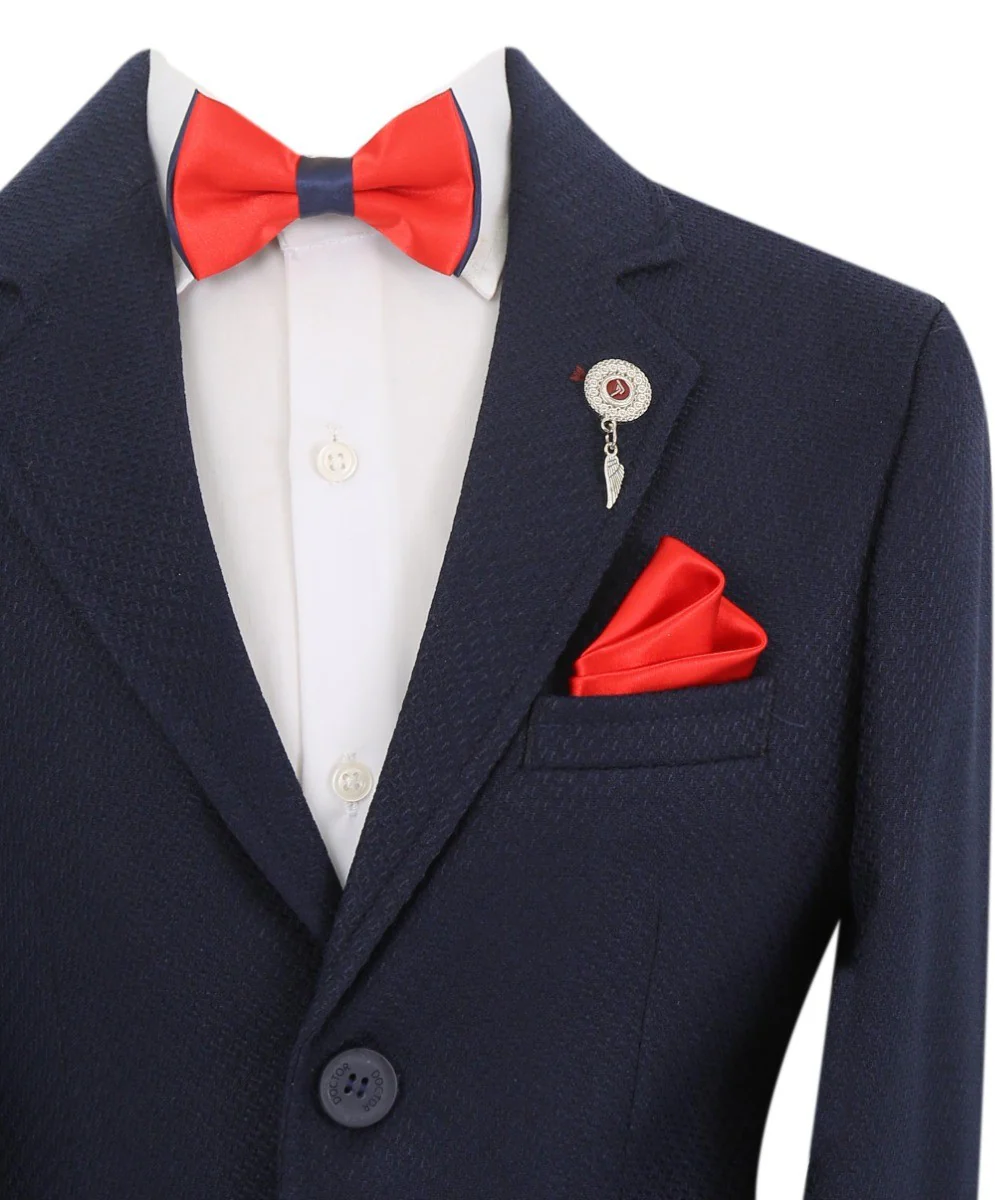Boys Single Breasted Slim Fit Formal Blazer - GERRARD - Navy Blue - Image 2