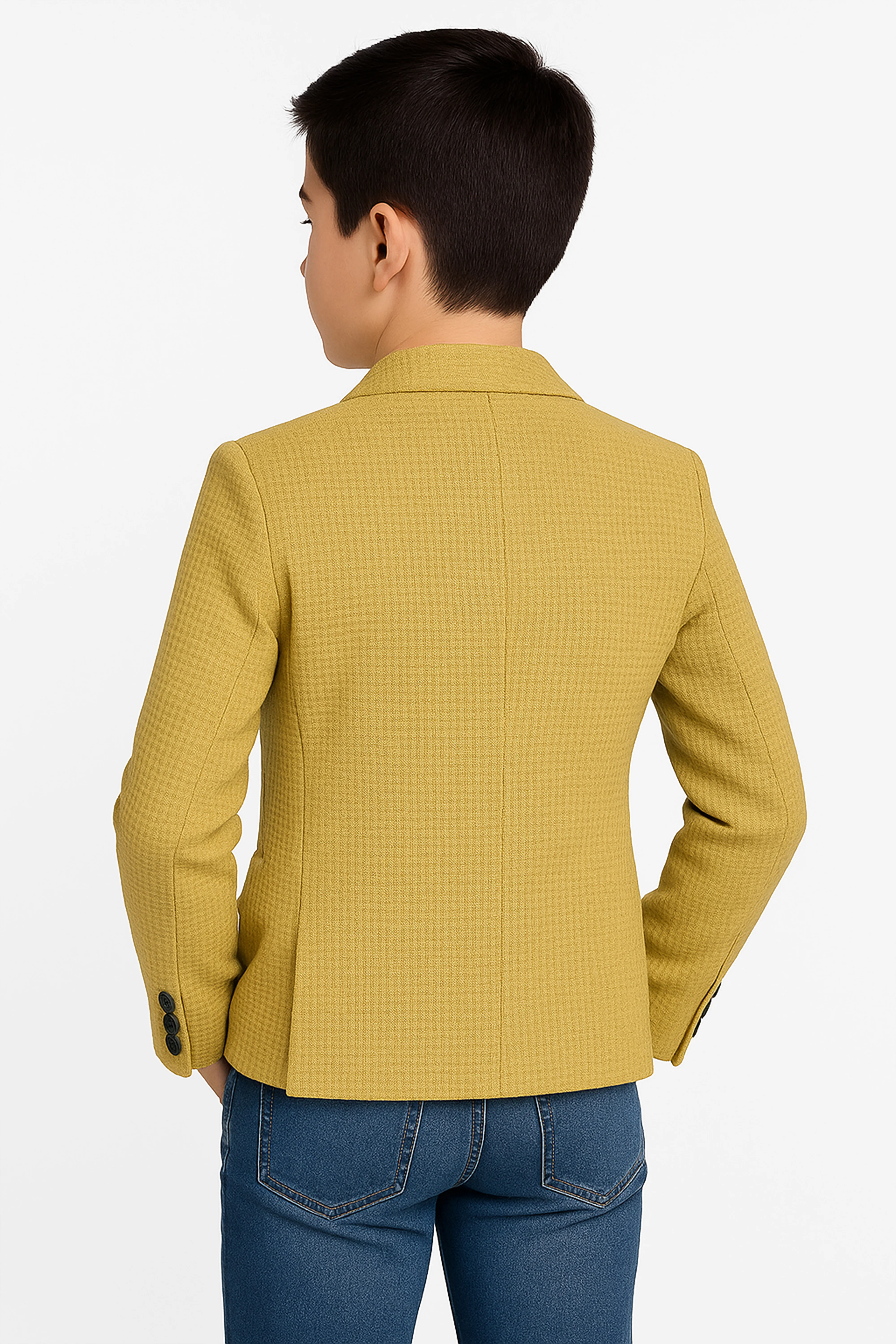 Boys Slim Fit Twill Formal Blazer - TERRY - Mustard - Image 2