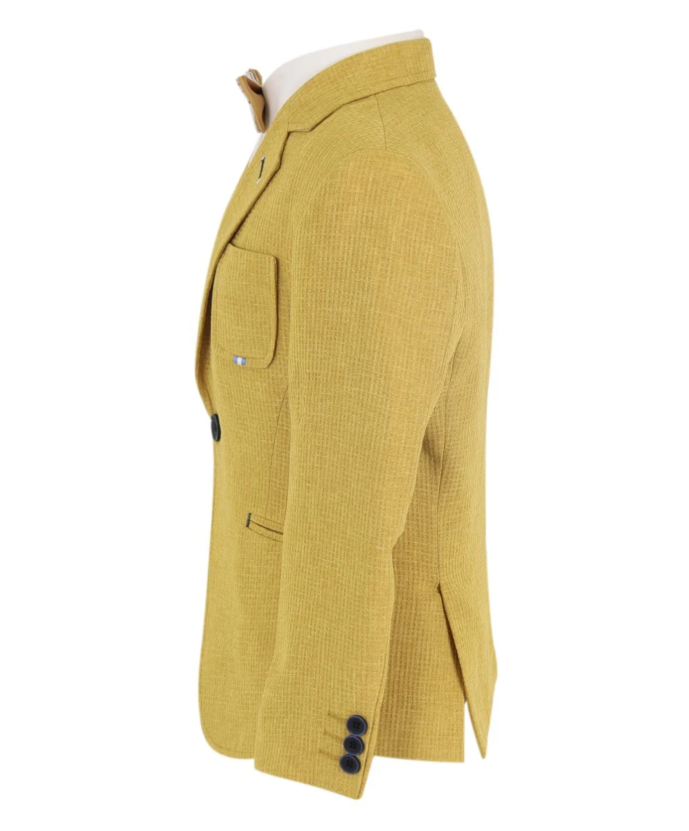 Boys Slim Fit Twill Formal Blazer - TERRY - Mustard - Image 5
