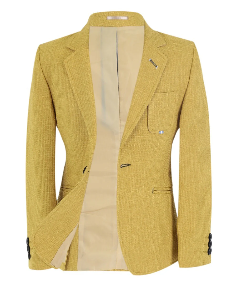 Boys Slim Fit Twill Formal Blazer - TERRY - Mustard - Image 7