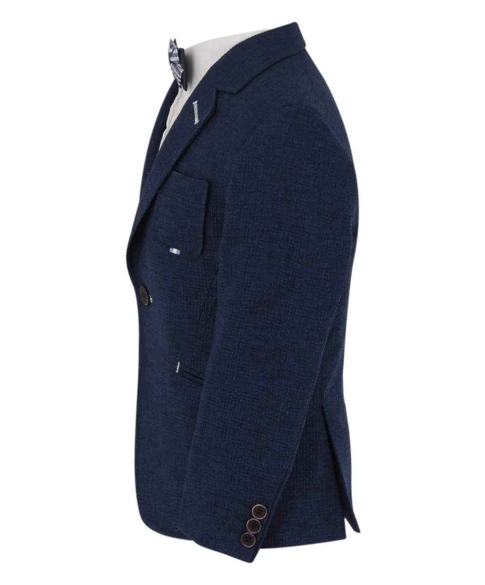 Boys Slim Fit Twill Formal Blazer - TERRY - Royal Blue - Image 5