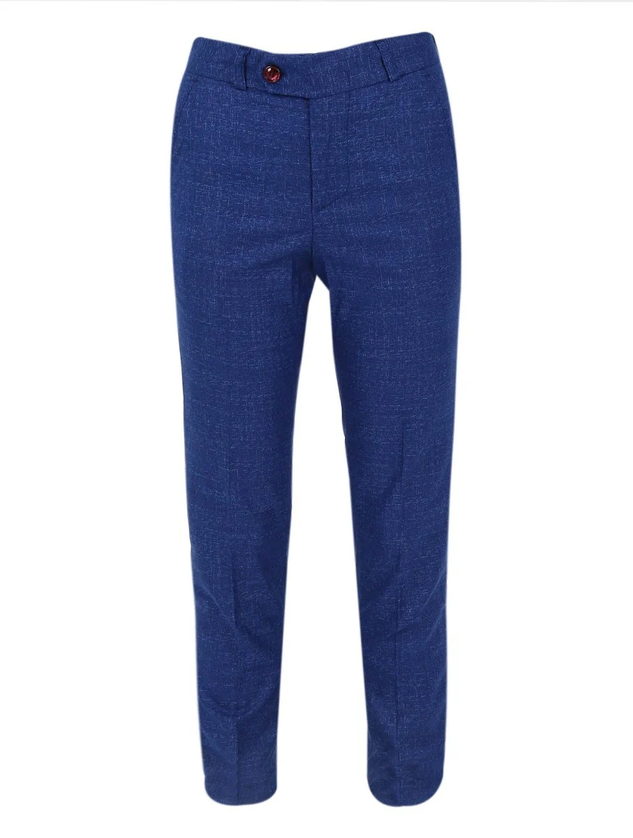 Boys Windowpane Check Slim Fit Suit Set - Blue - Image 7