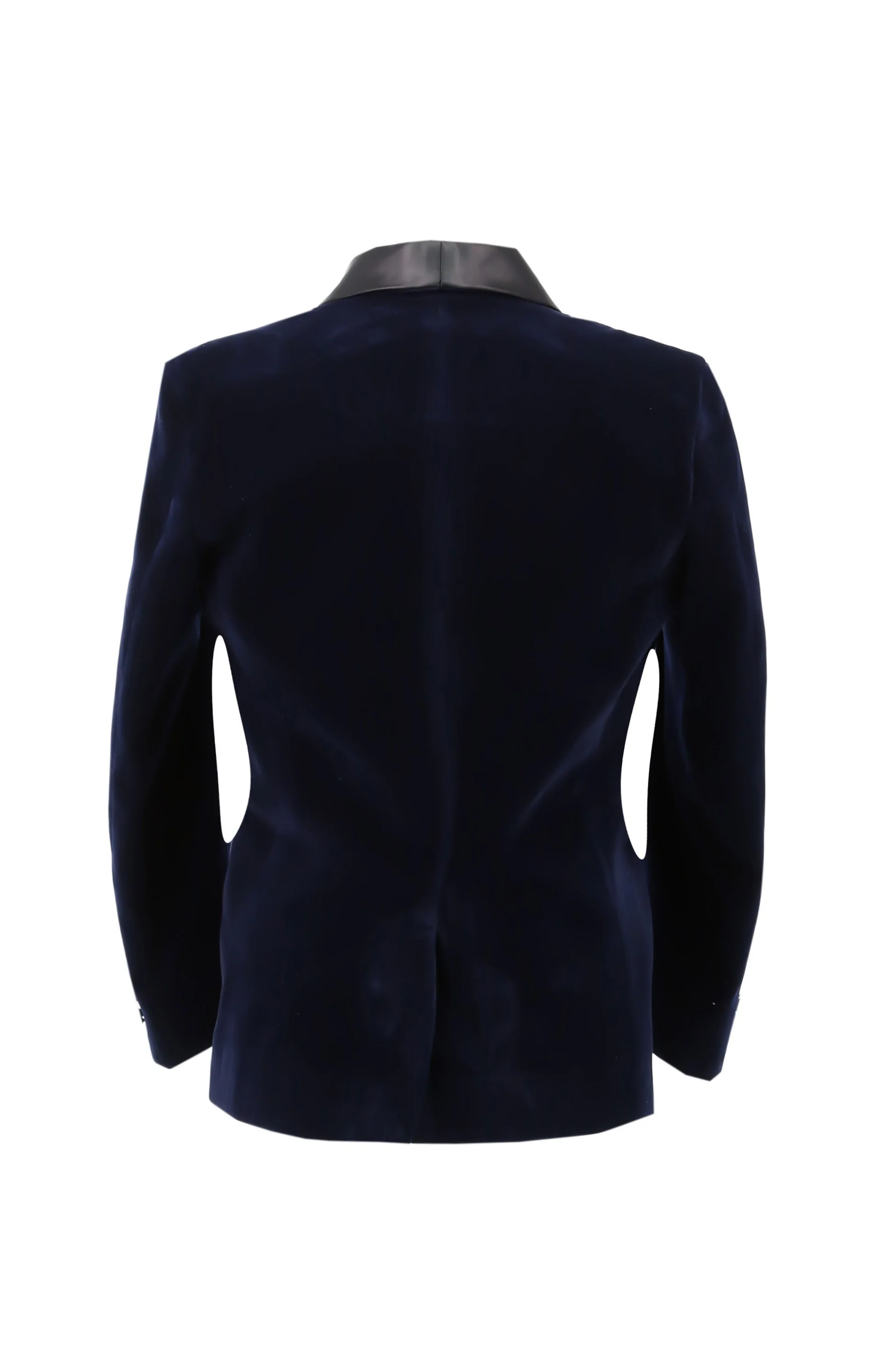 Boys Velvet Tuxedo Suit with Double-breasted Vest - Navy Blue - Image 8
