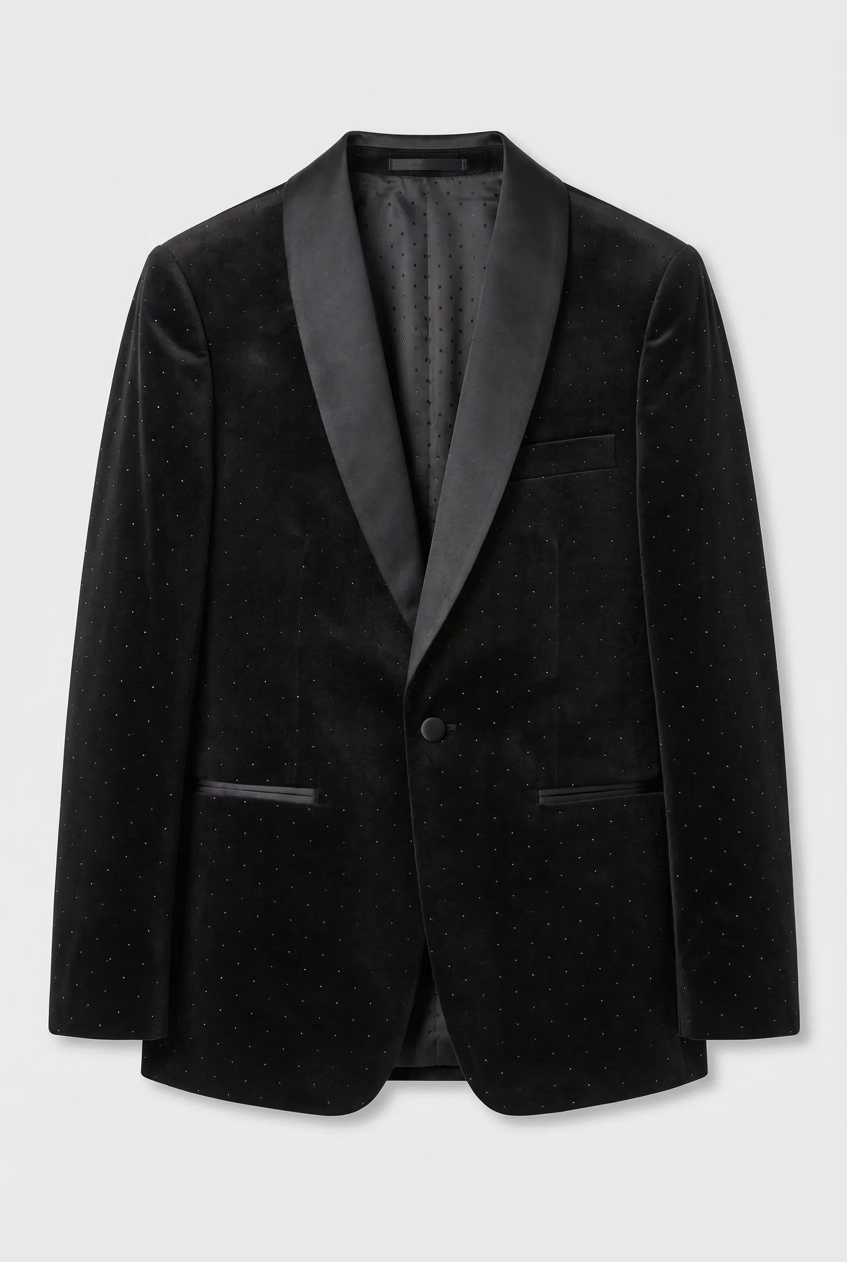 Boys 2-Piece Dot Overlay Tuxedo Suit - Calvin Black - Image 5