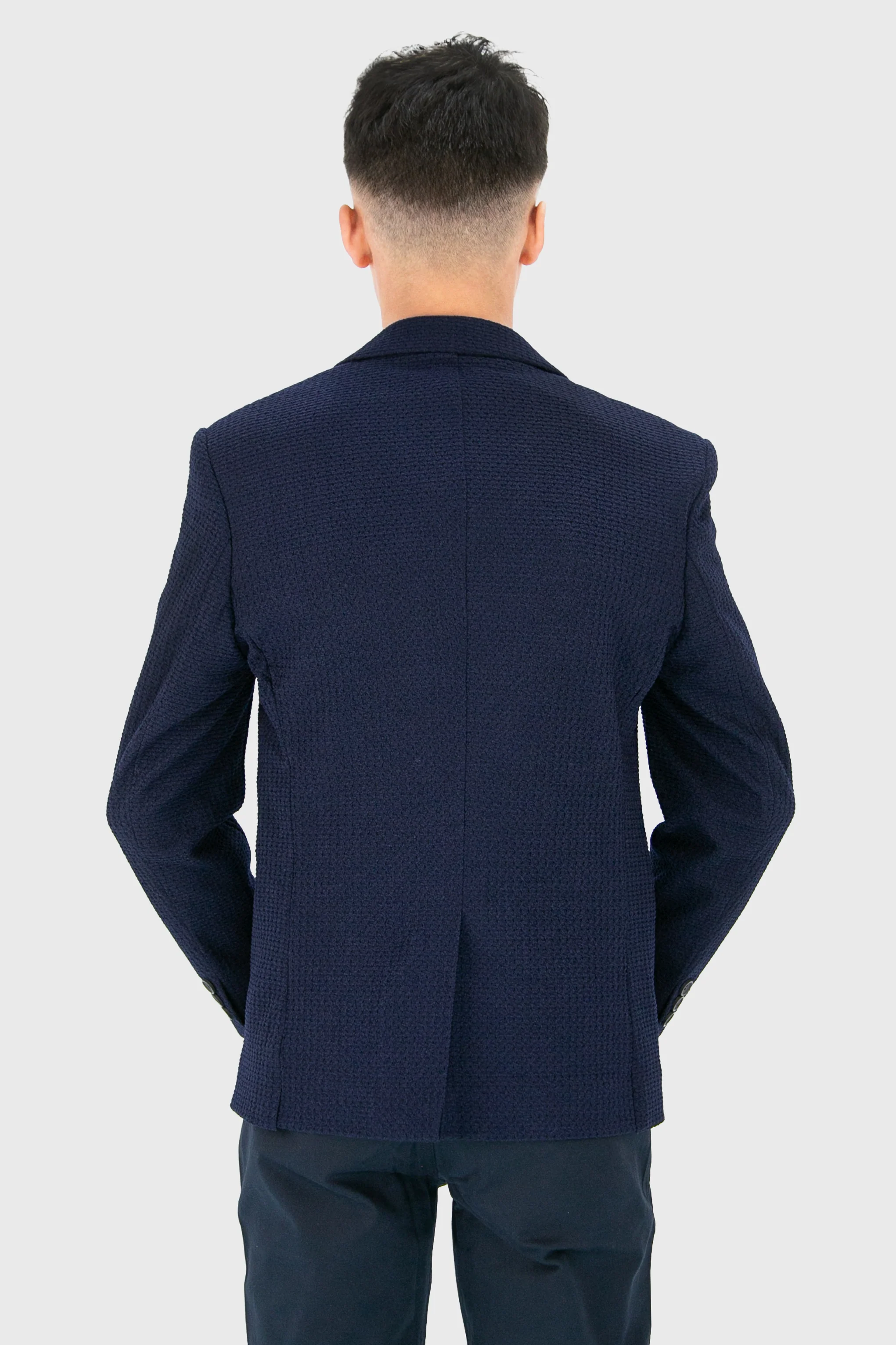 Boys’ 2-Piece Piqué Weave Textured Suit - Rodrigo - Navy - Image 4