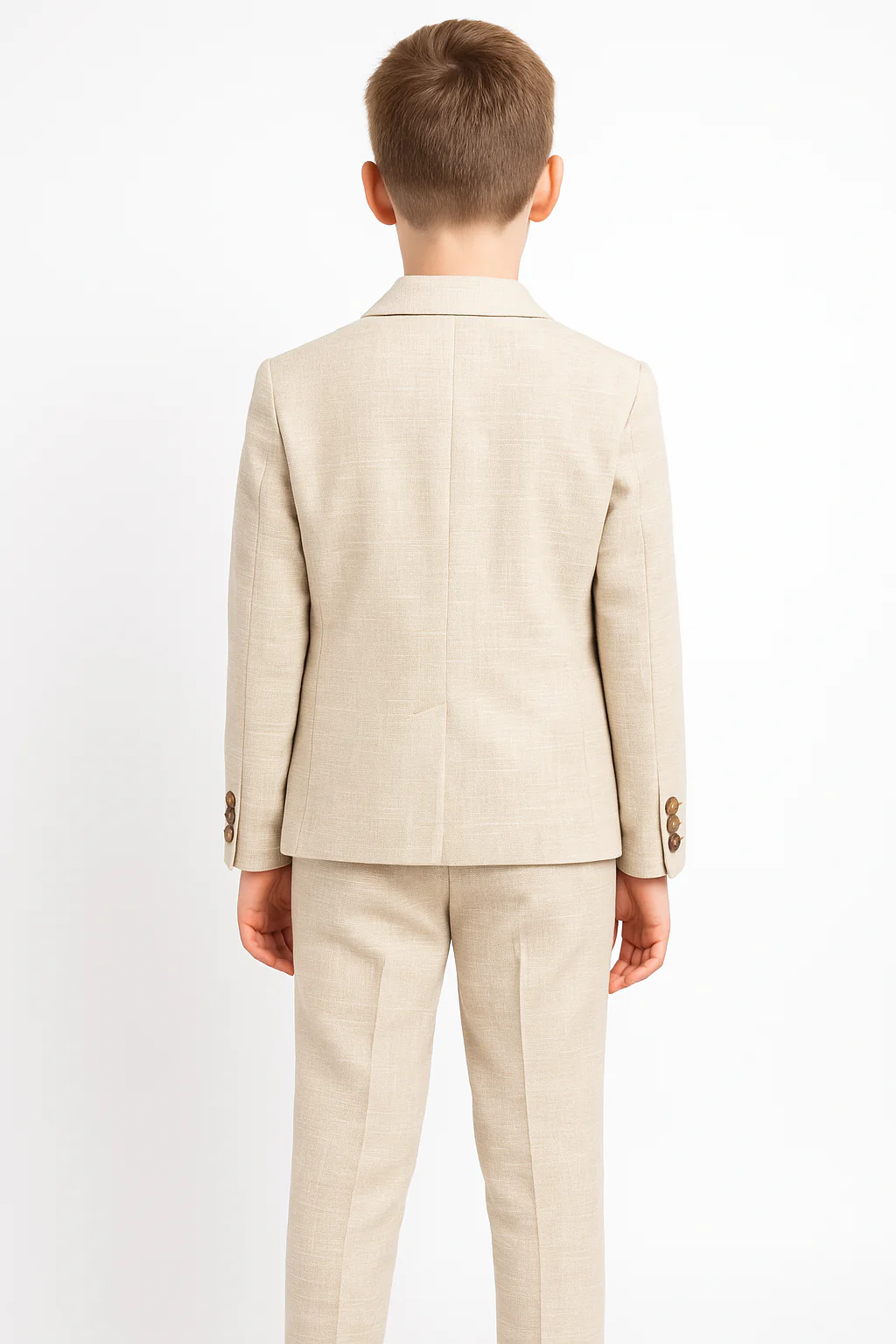 Boys 3-Piece Linen Casual Suit with T-Shirt - Keten - Cream - Image 2
