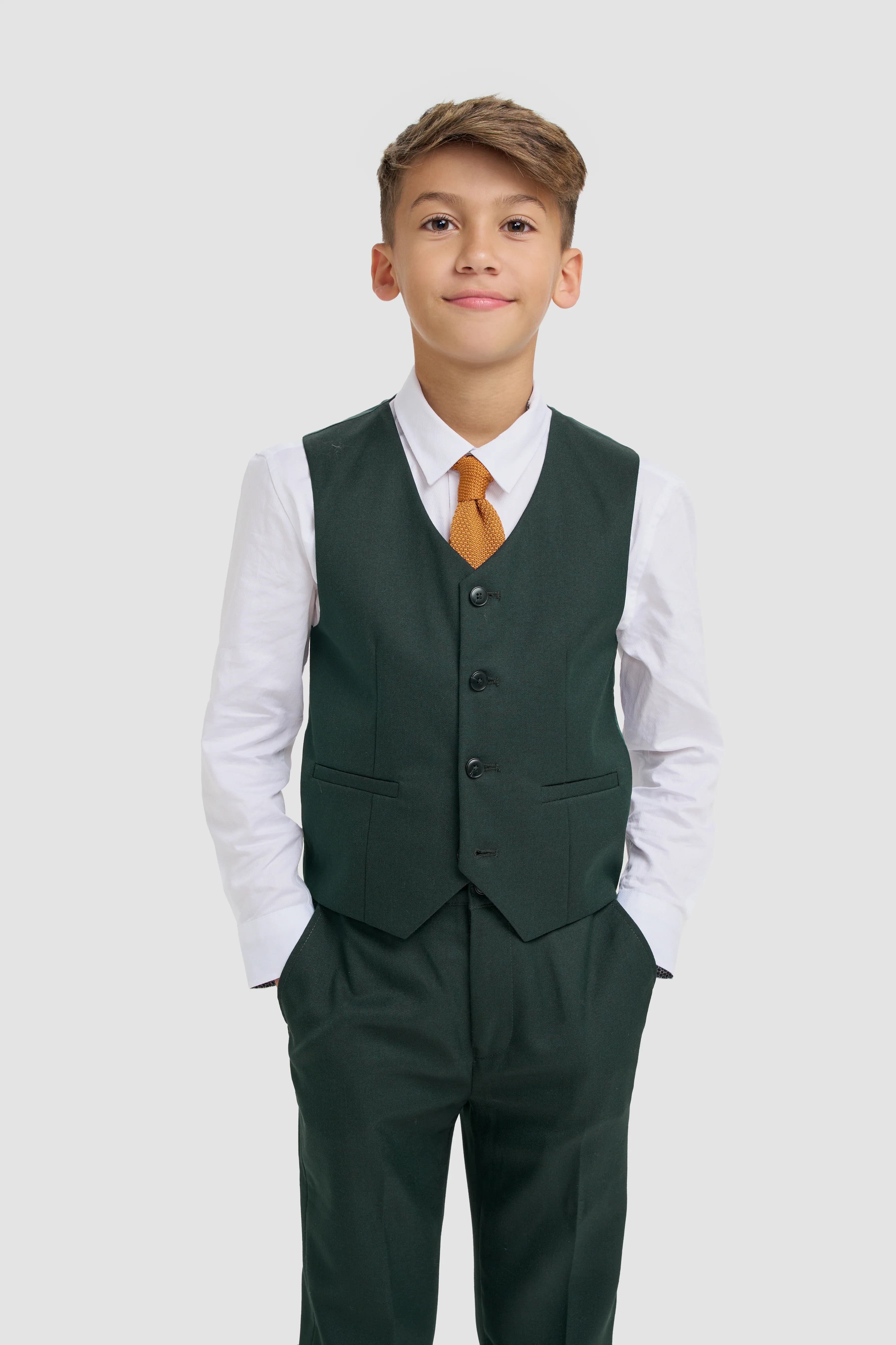 Boys 3-Piece Slim Fit Formal Suit - Malibu - Forest Green - Image 4