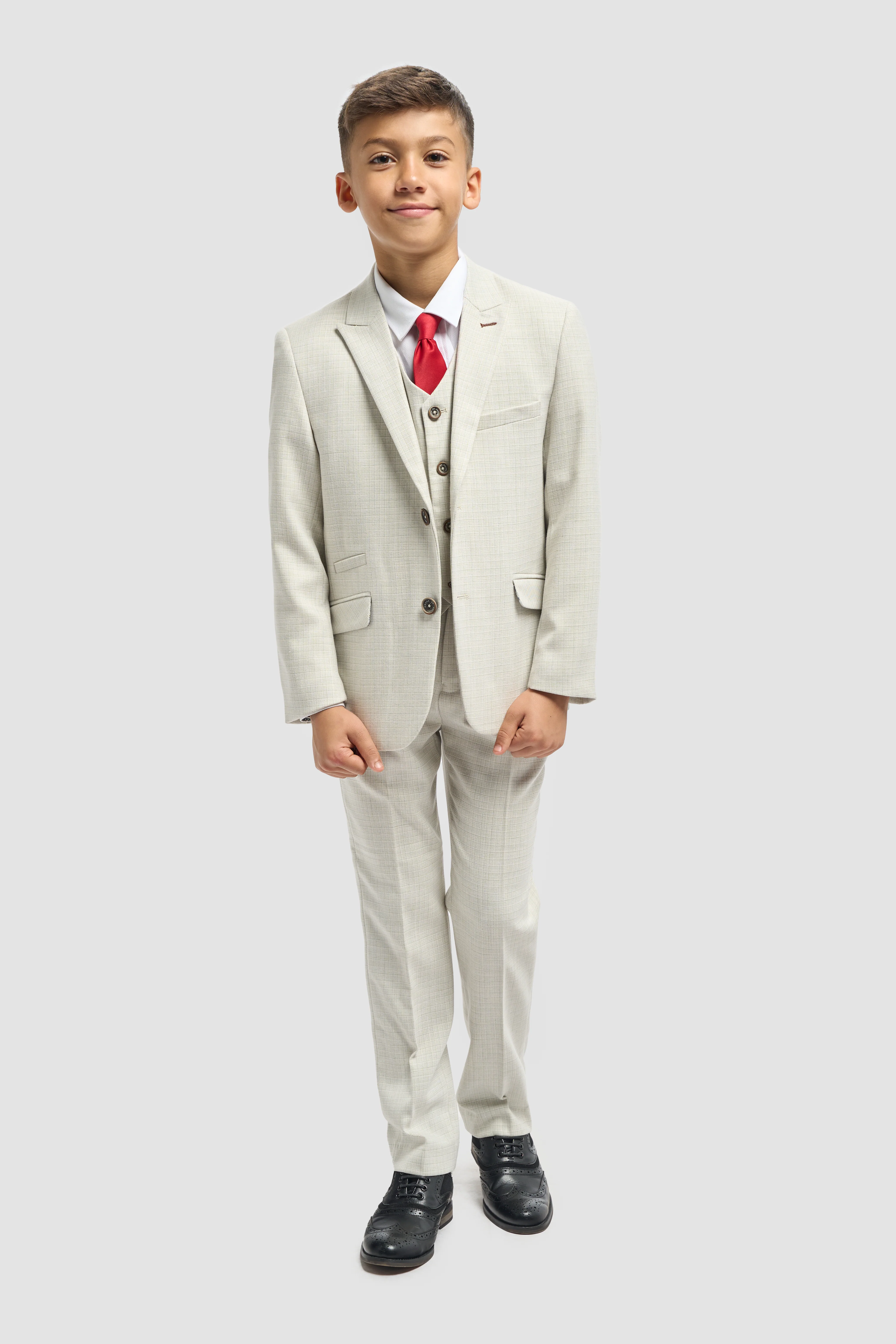 Boys’ 3-Piece Slim Fit Textured Formal Suit - Tropez - Sage Green - Image 2