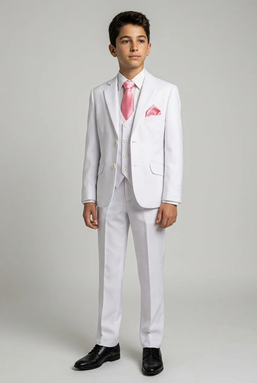 Boys' 3-Piece Tailored Fit Communion White Suit - Image 2