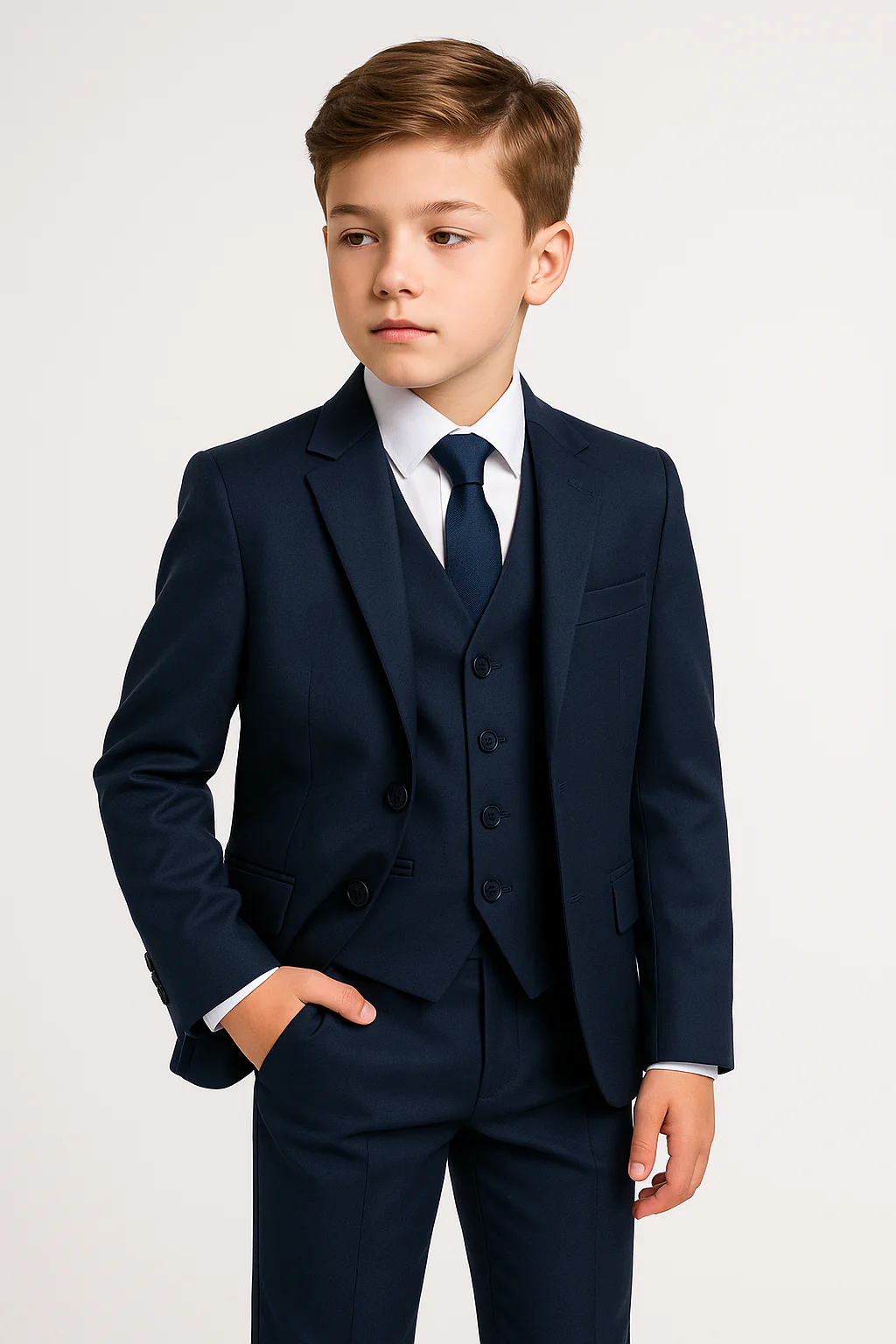 Boys 3-Piece Tailored Fit Suit - Paris - Navy