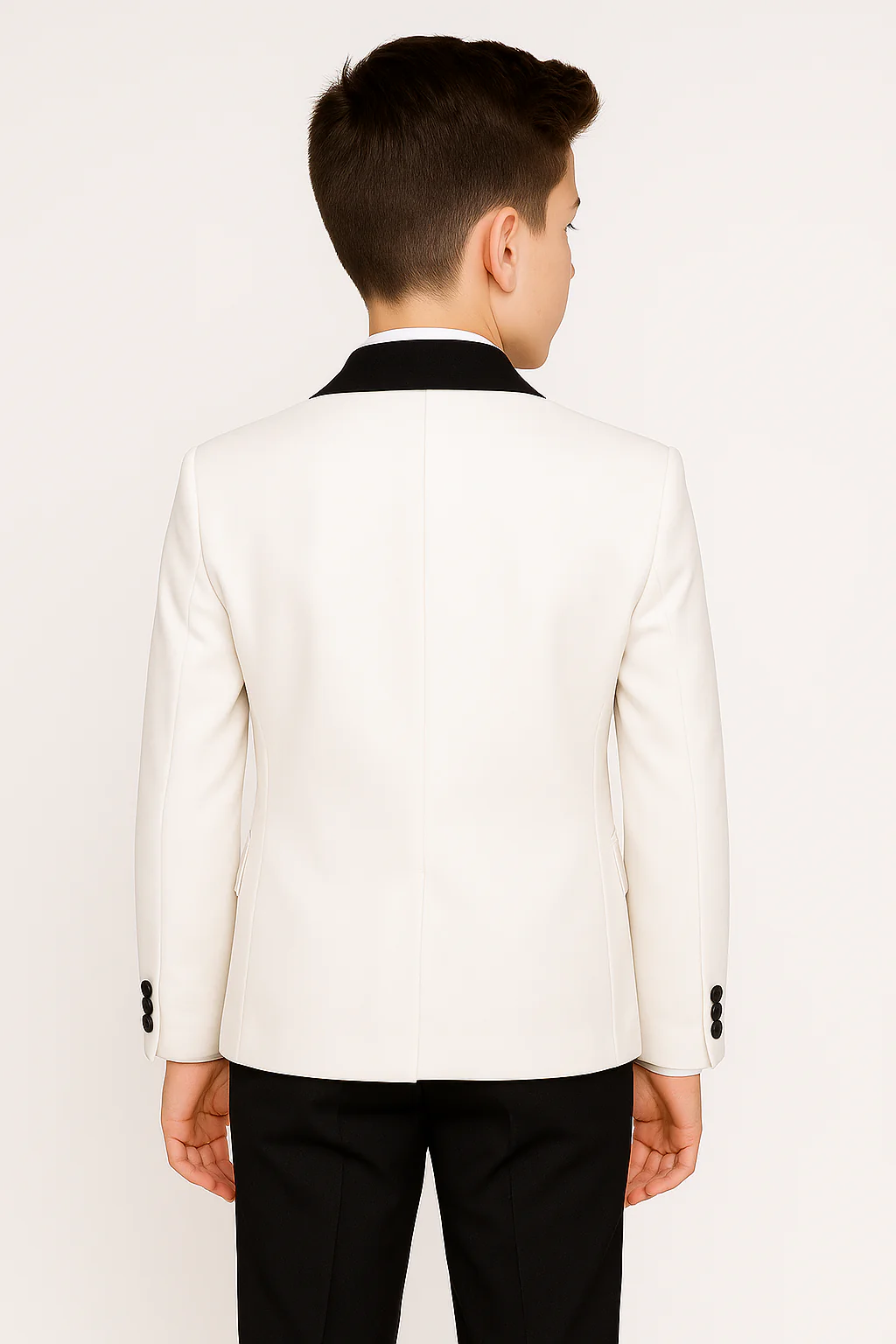 Boys' 3-Piece White Tuxedo Set with Black Details - Image 3