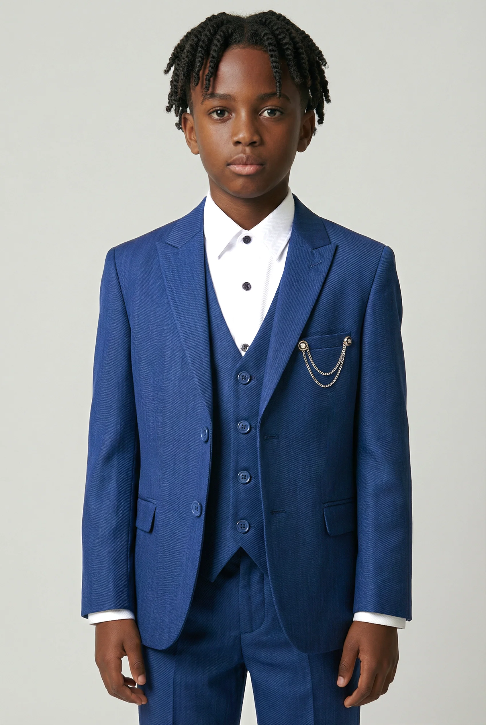 Boys 4-Piece Slim Fit Twill Suit - Midnight Blue