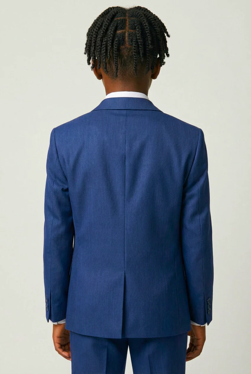 Boys 4-Piece Slim Fit Twill Suit - Midnight Blue - Image 4