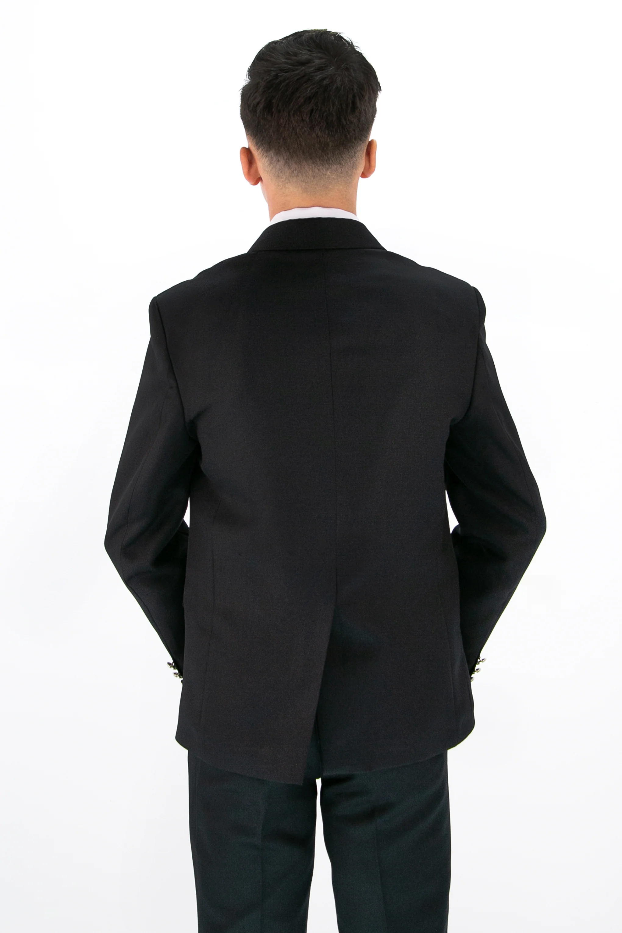 Boys’ 4-Piece Textured Double Breasted Formal Suit - Montero Black - Image 5