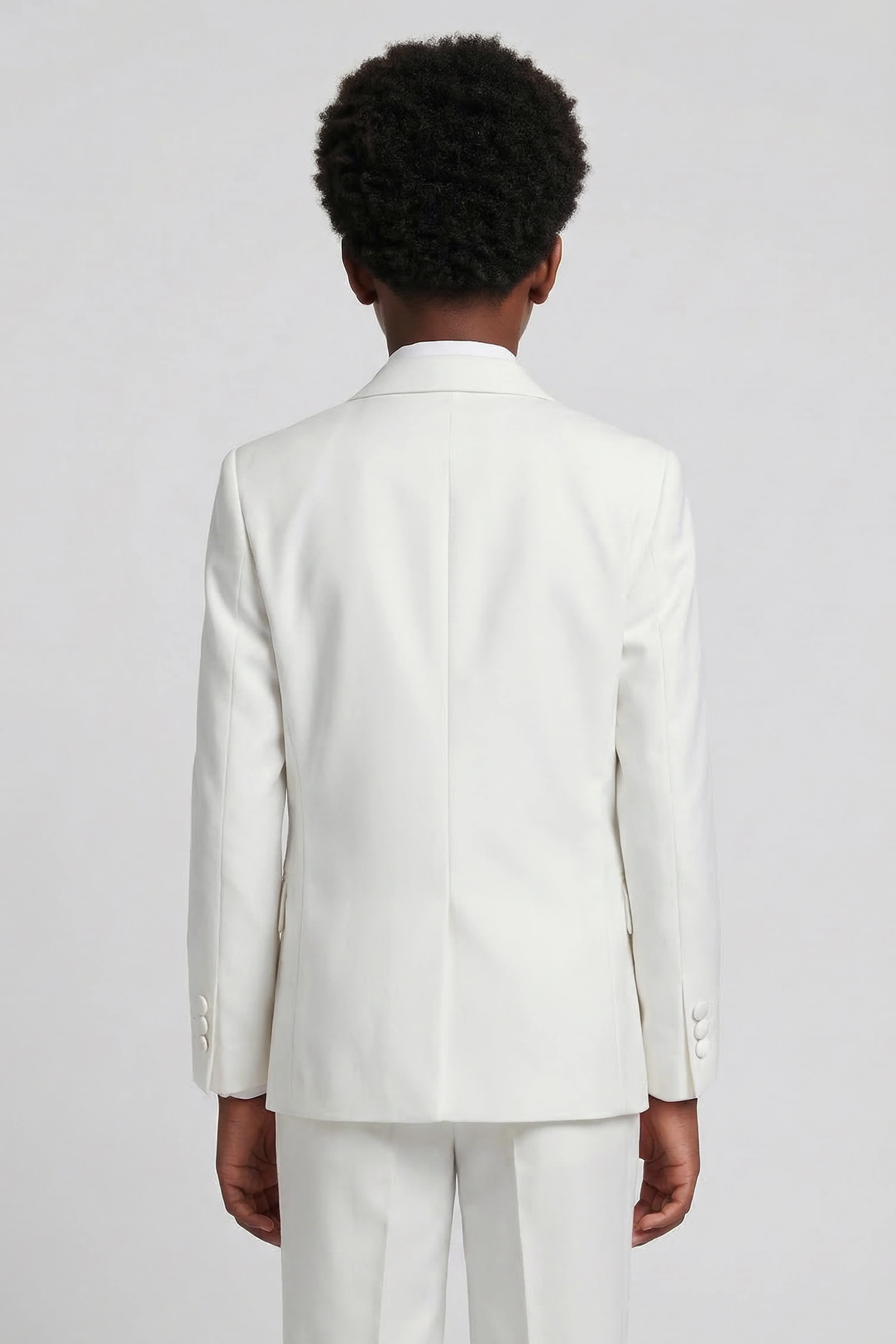 Boys 5 PC Ivory Suit Set, with Double-breasted Vest - Ivory - Image 5