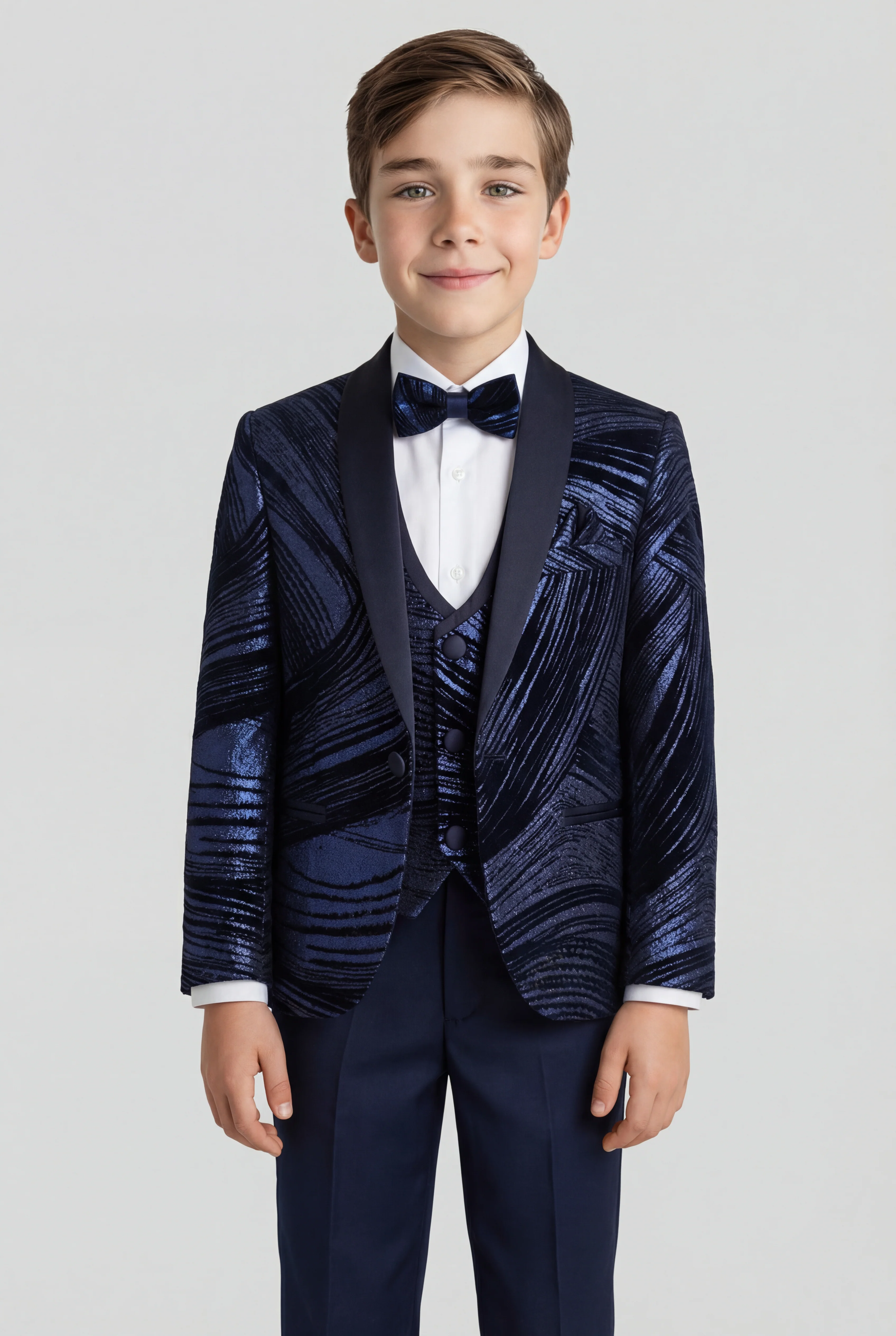 Boys 5-Piece Metallic Jacquard Tuxedo Suit - Parliament