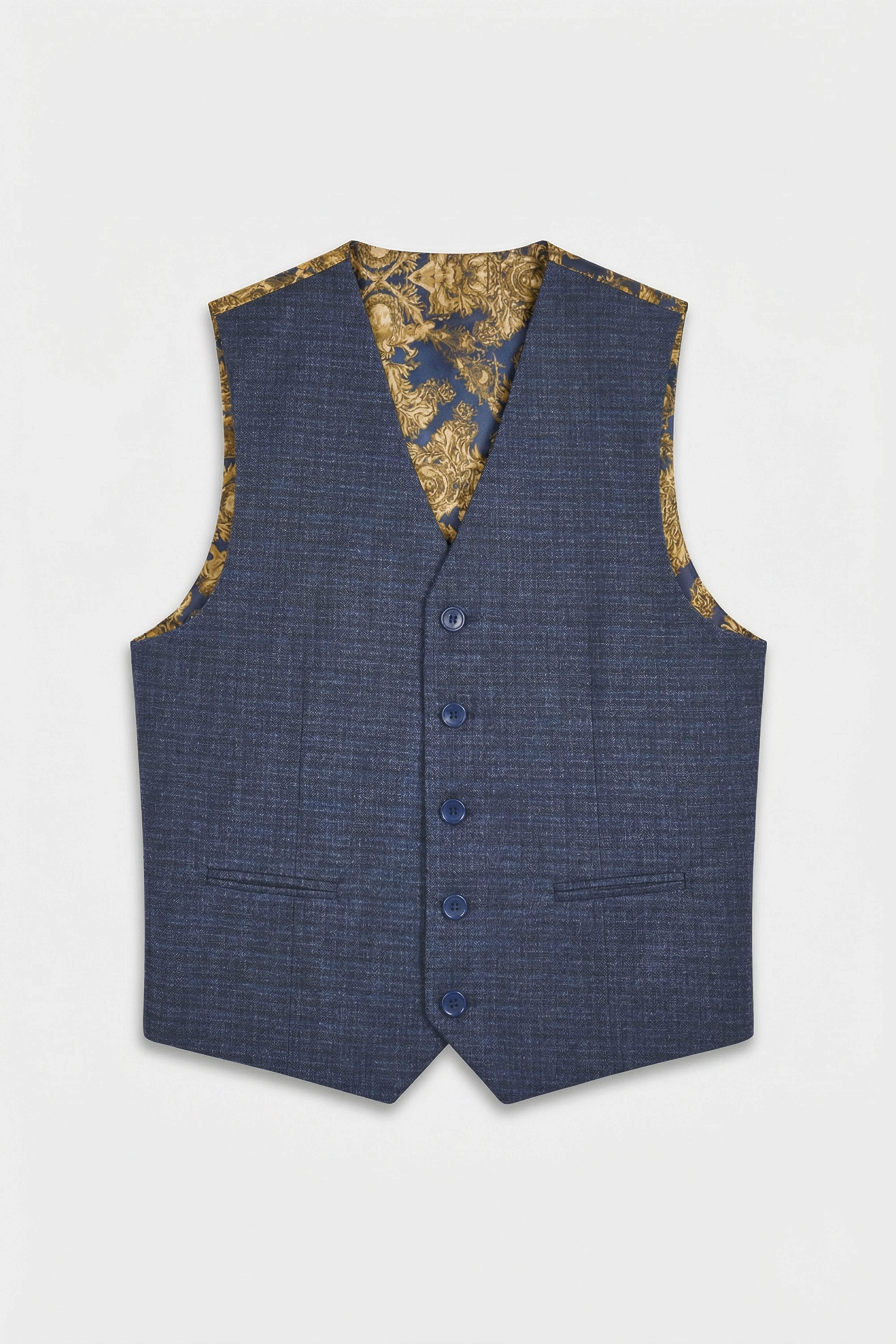 Boys 5-Piece Micro Check Twill Suit - Marcus - Navy Blue - Image 11