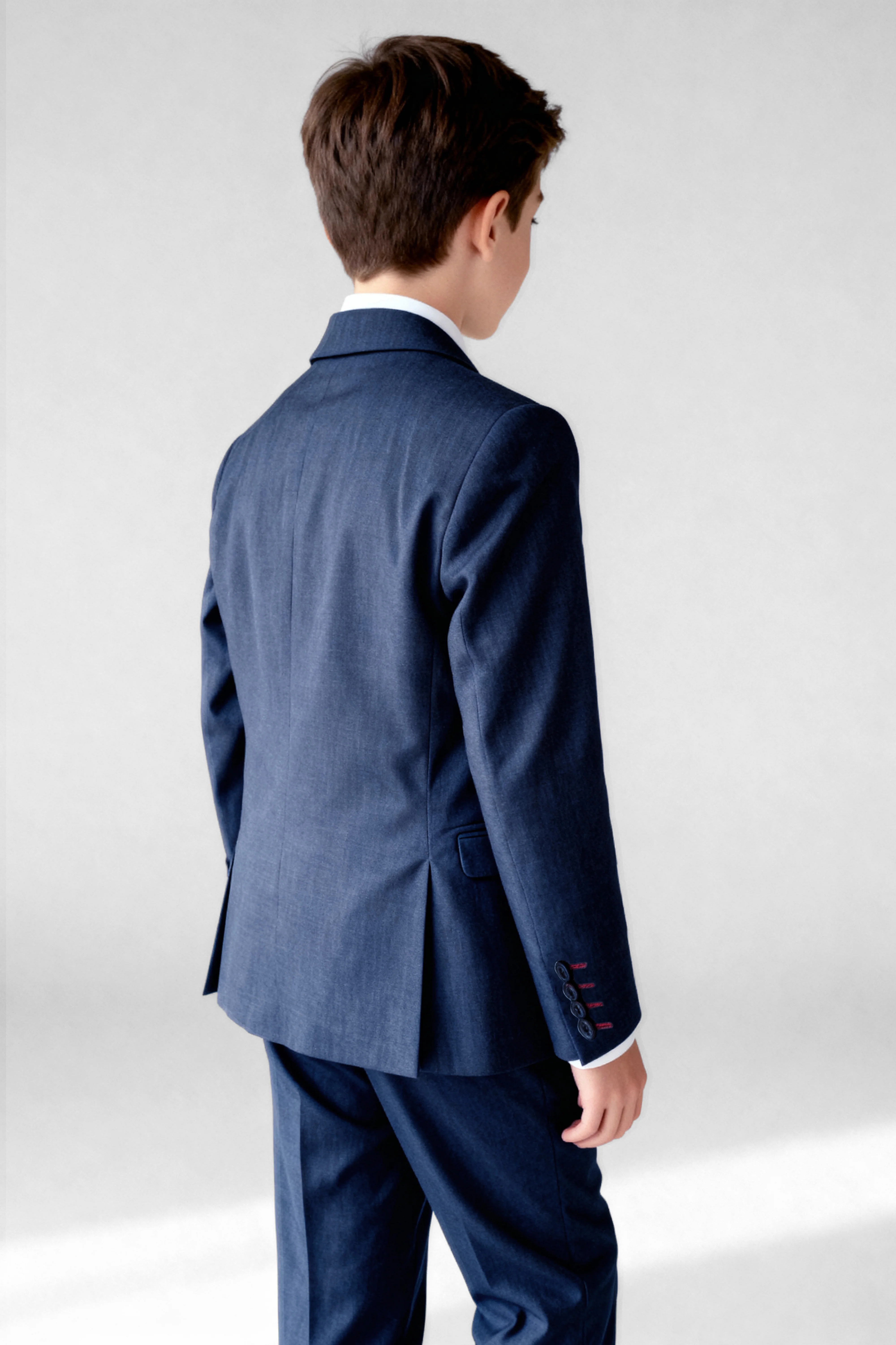Boys 5-Piece Microcheck Formal Suit - Alejandro - Navy Blue - Image 2