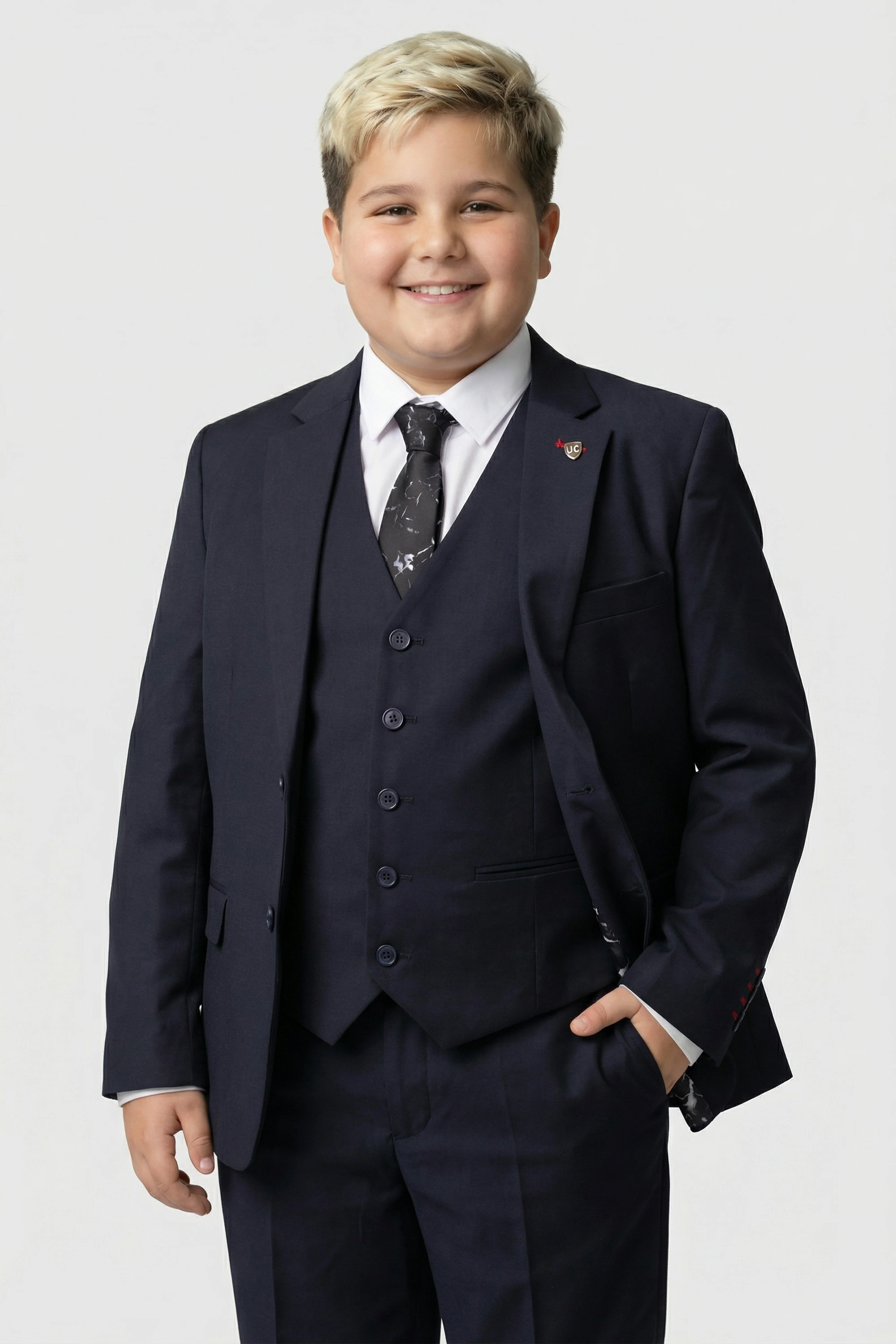 Boys 5-Piece Tailored Fit Formal Suit - Grant - Dark Navy Blue - Image 5