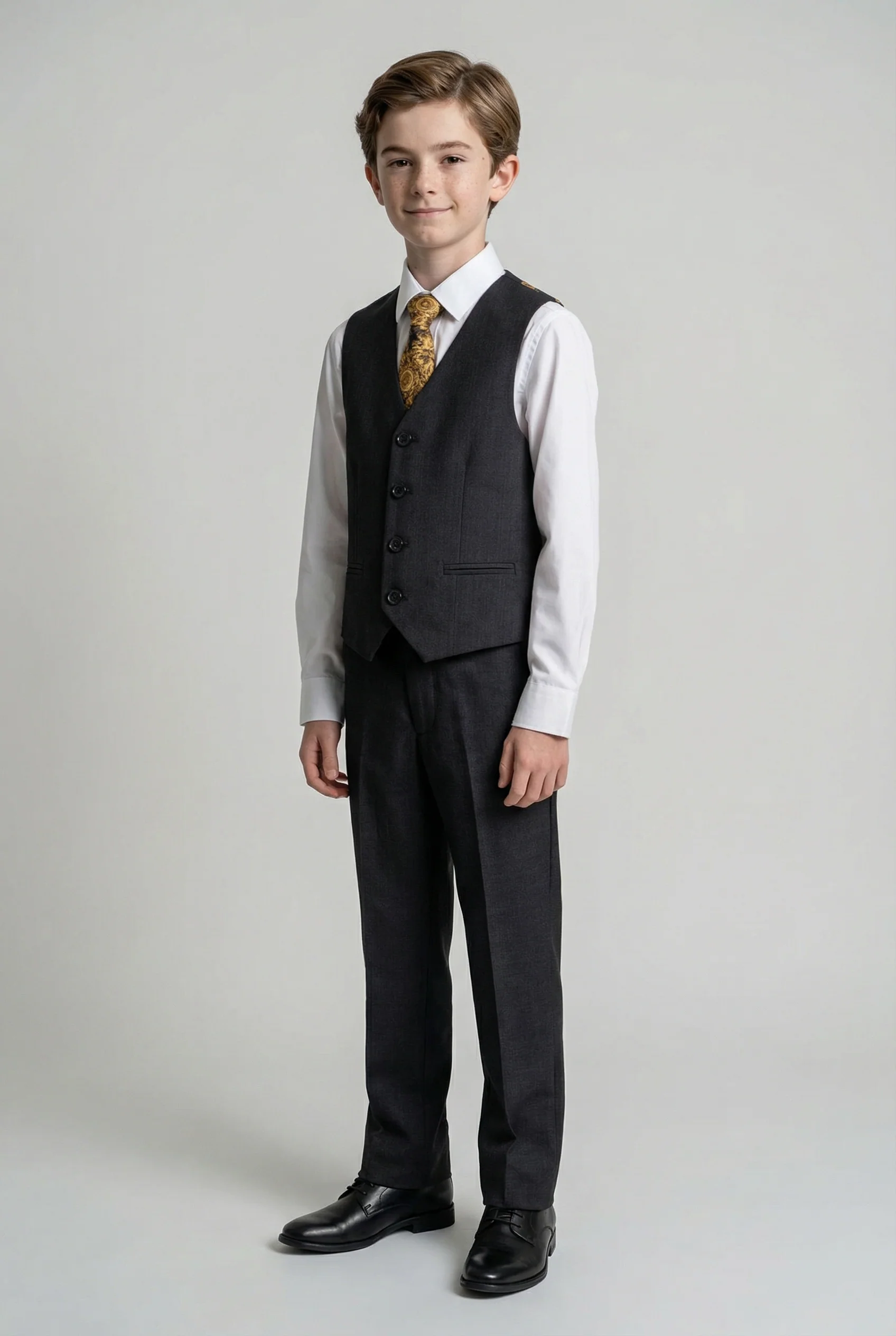 Boys 5-Piece Tailored Fit Twill Suit - Jeremy - Black - Image 6