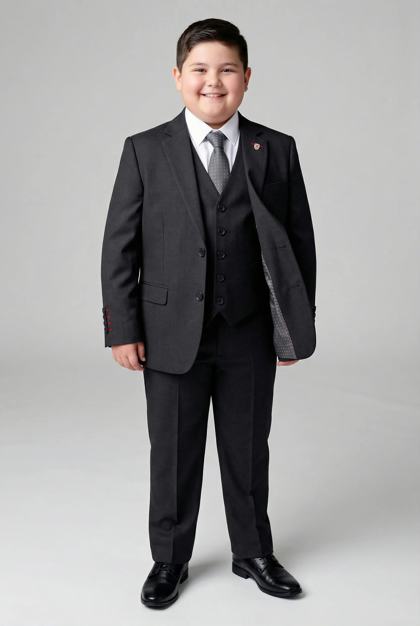 Boys 5-Piece Tailored Fit Twill Suit - Oscar - Black - Image 9