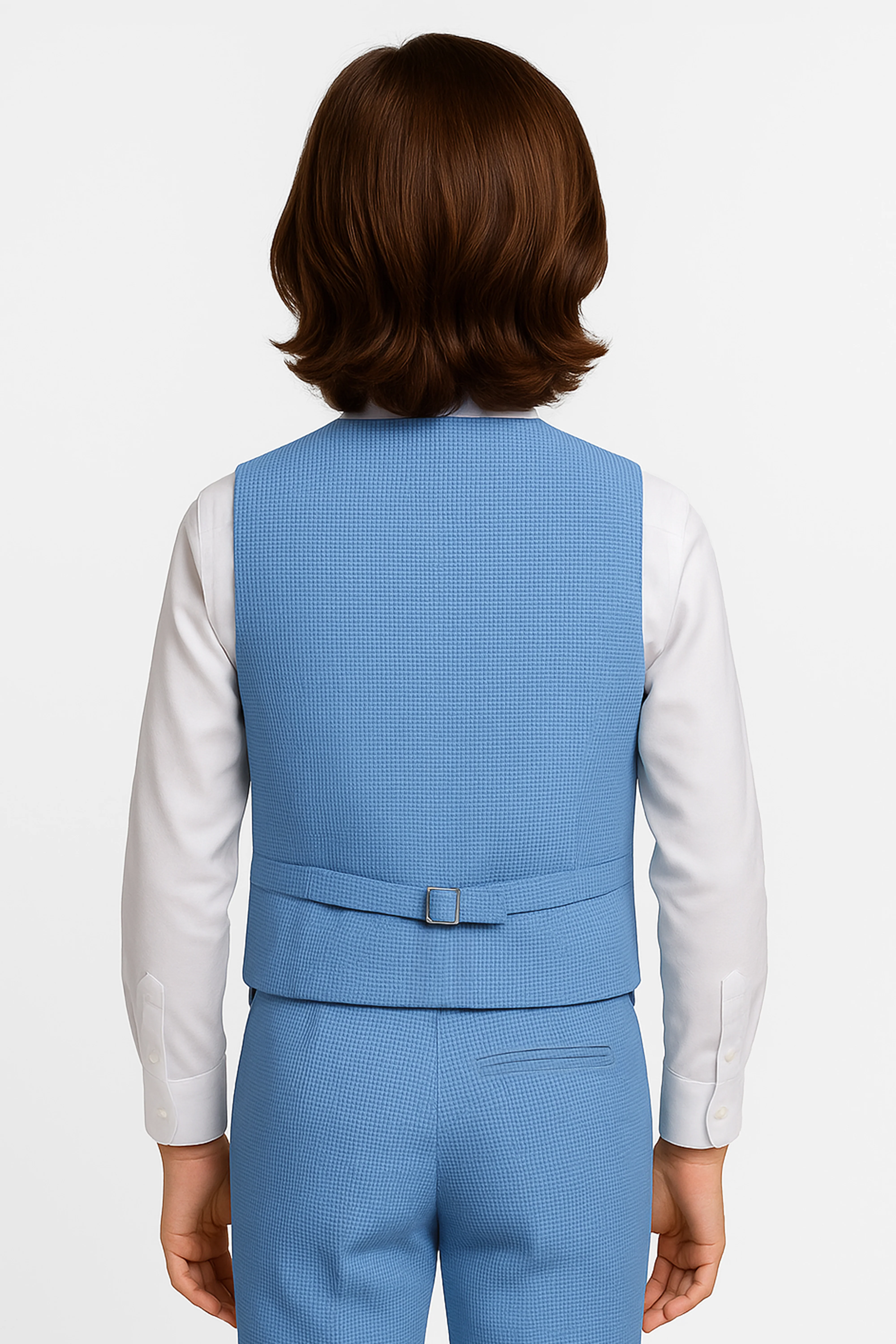 Boys' 5-Piece Textured Double Breasted Waistcoat Suit - MATRIX - Baby Blue - Image 2