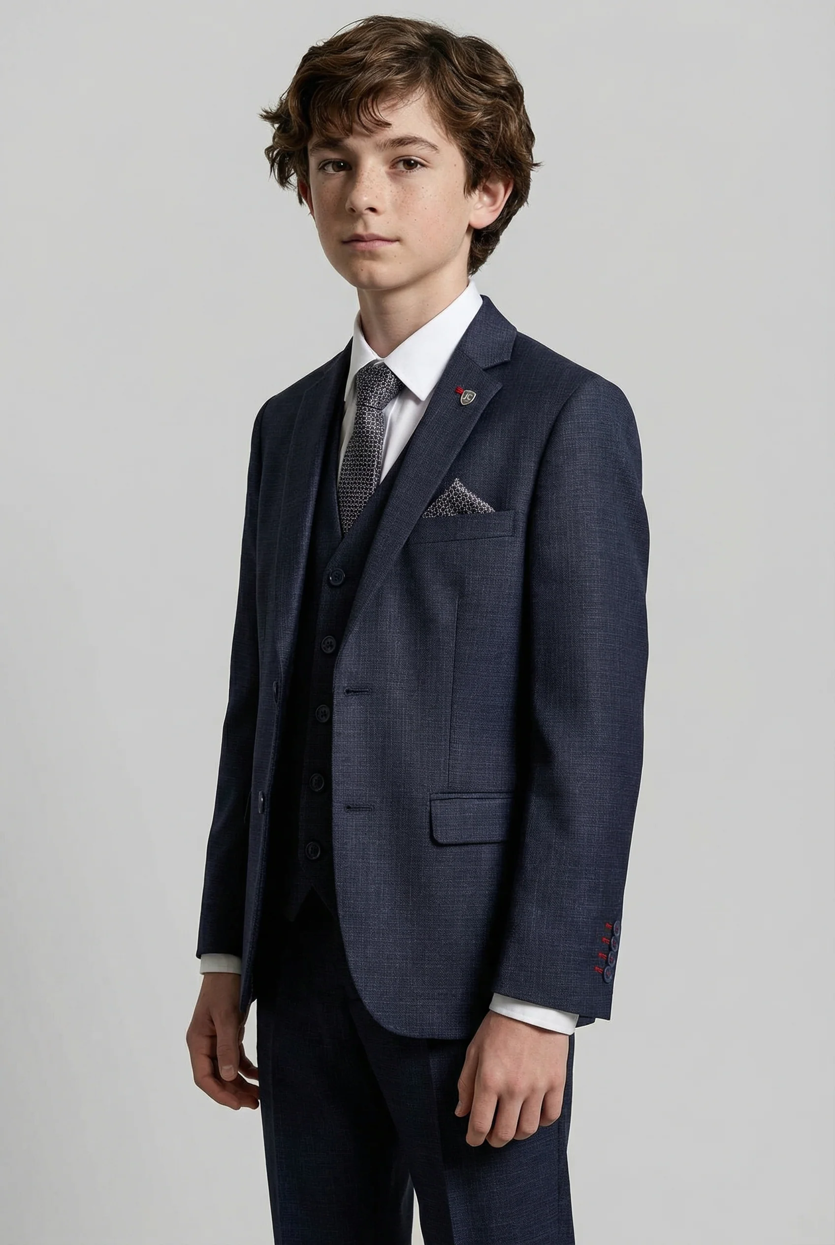 Boys 5-Piece Textured Weave Tailored Fit Suit - Zion - Image 2