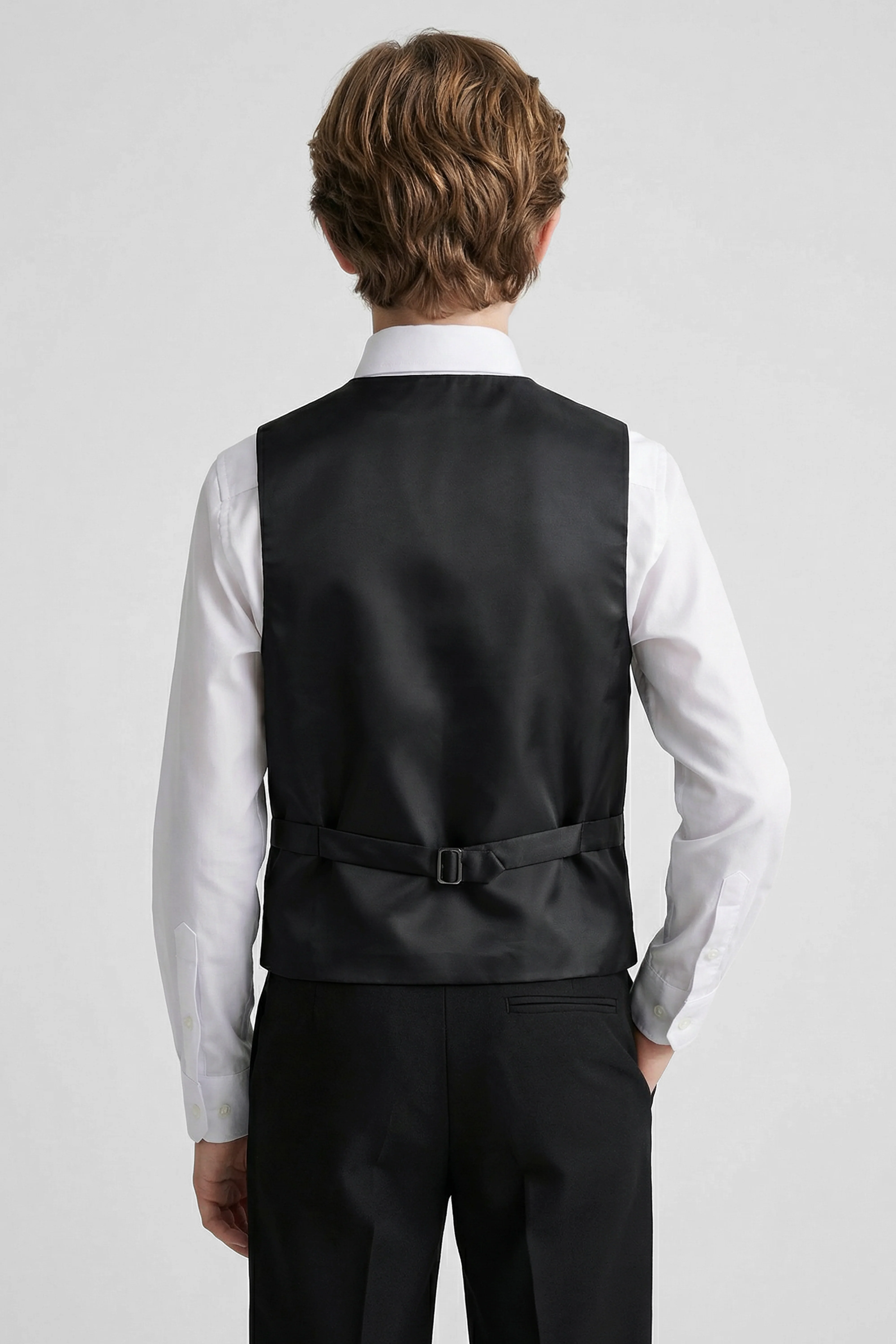 Boys’ 6-Piece Formal Ottoman Suit with Mandarin Collar - Black - Image 4