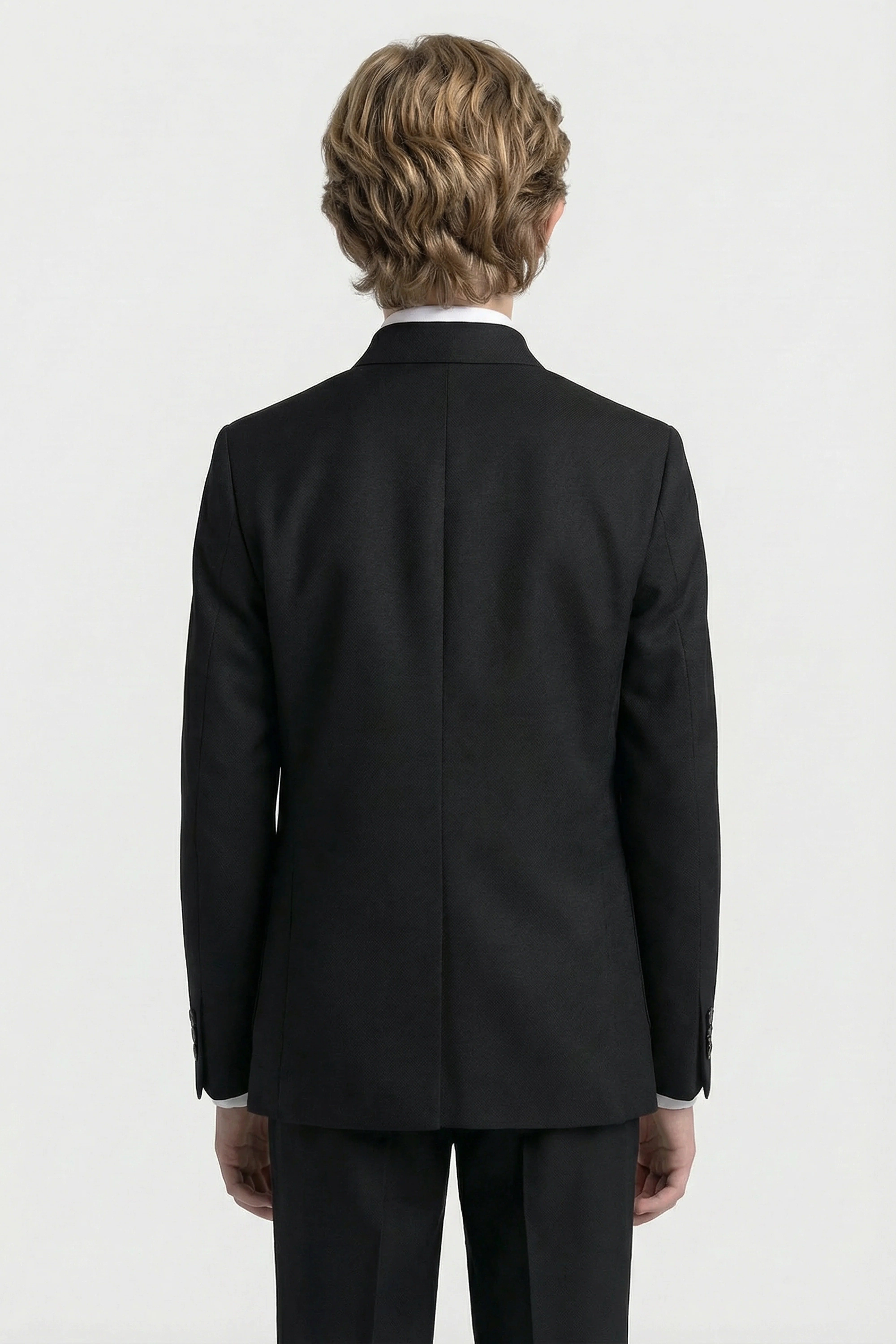 Boys’ 6-Piece Formal Ottoman Suit with Mandarin Collar - Black - Image 5