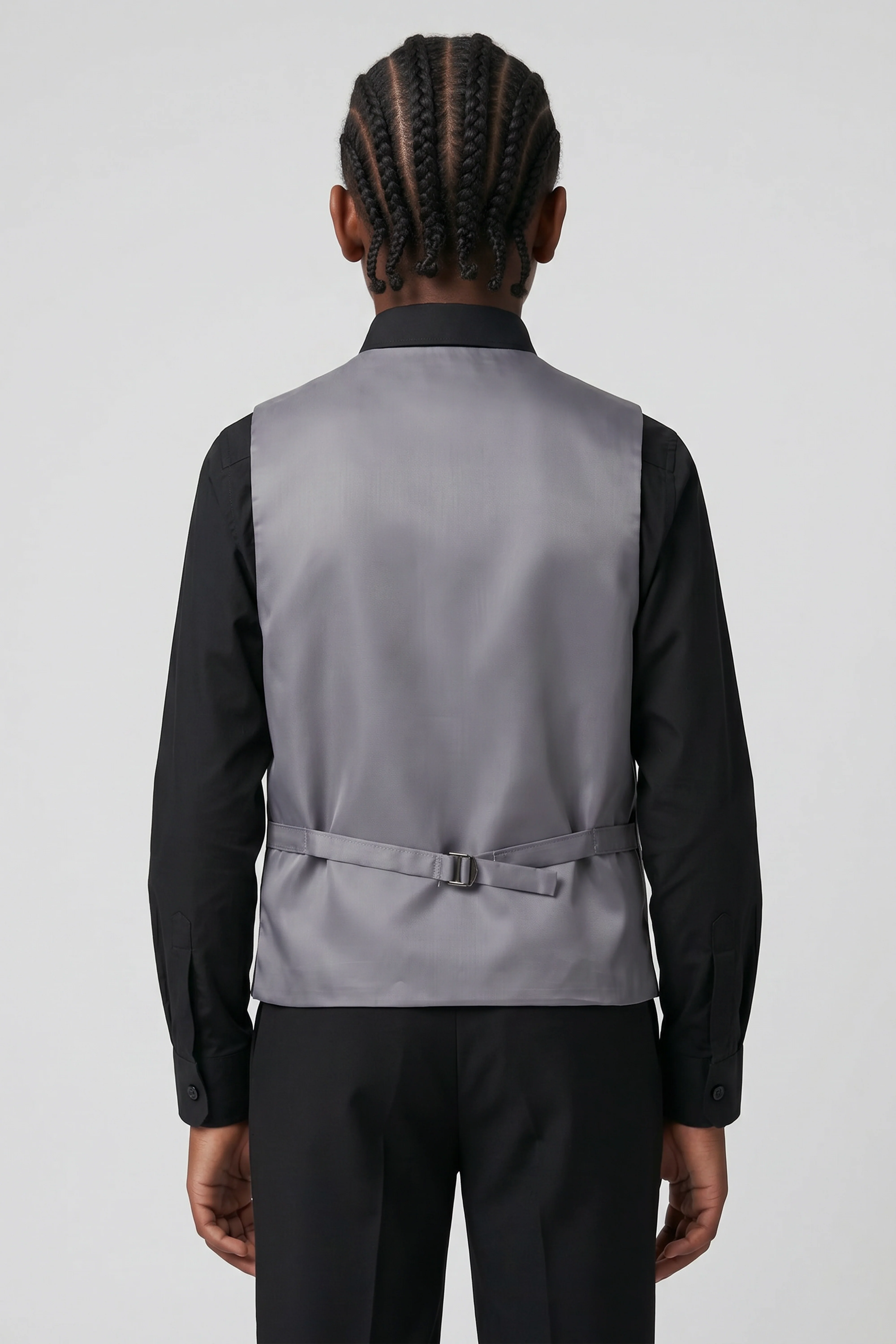 Boys’ 6-Piece Tuxedo Dinner Suit with Double Breasted Waistcoat - DAMATLIK - Grey - Image 4