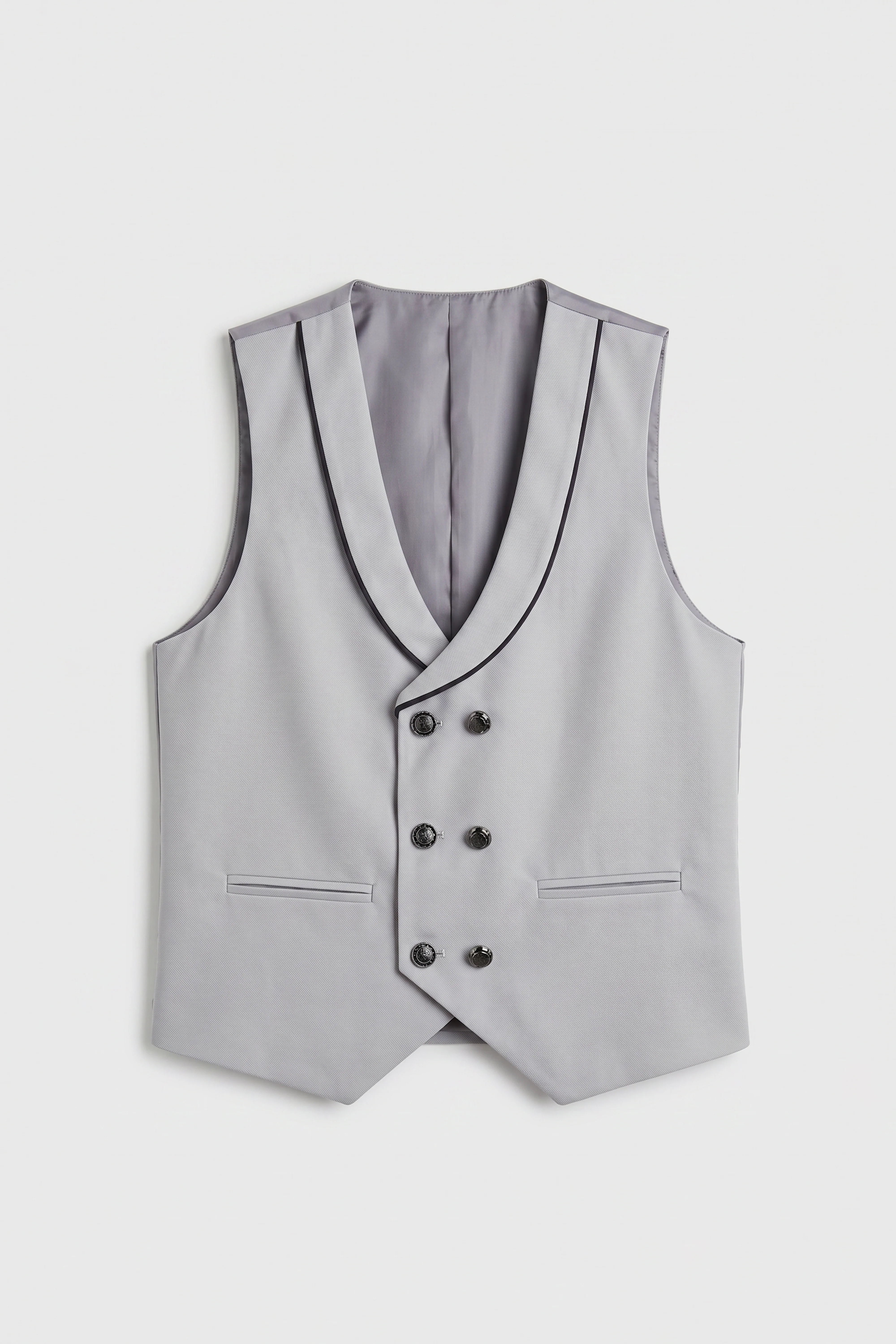 Boys’ 6-Piece Tuxedo Dinner Suit with Double Breasted Waistcoat - DAMATLIK - Grey - Image 9
