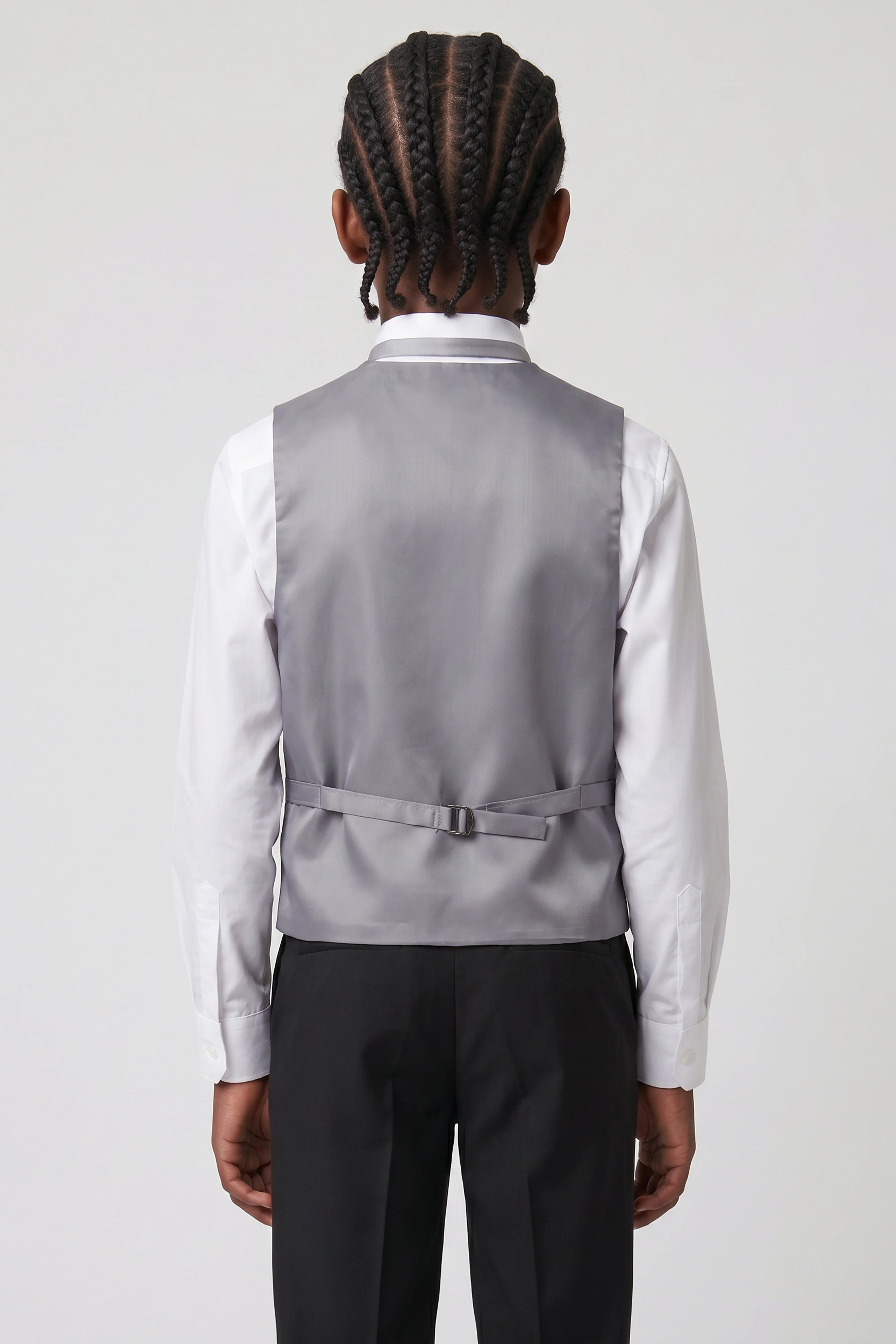 Boys 6-Piece Tuxedo Dinner Suit with Double Breasted Waistcoat - DAMATLIK W - Grey - Image 4