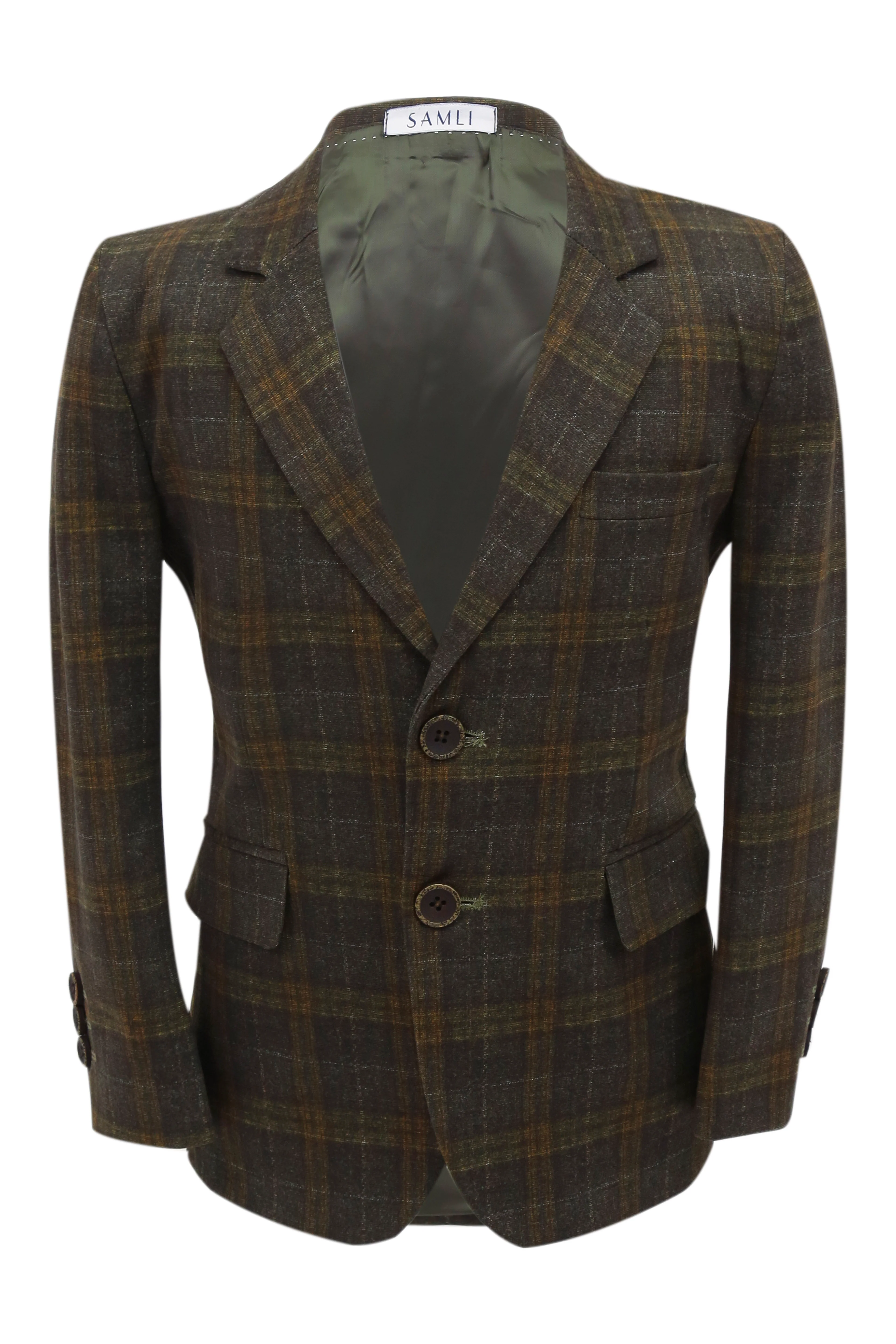 Boys 7 Pieces Check Plaid Suit Set - Bown - Image 7