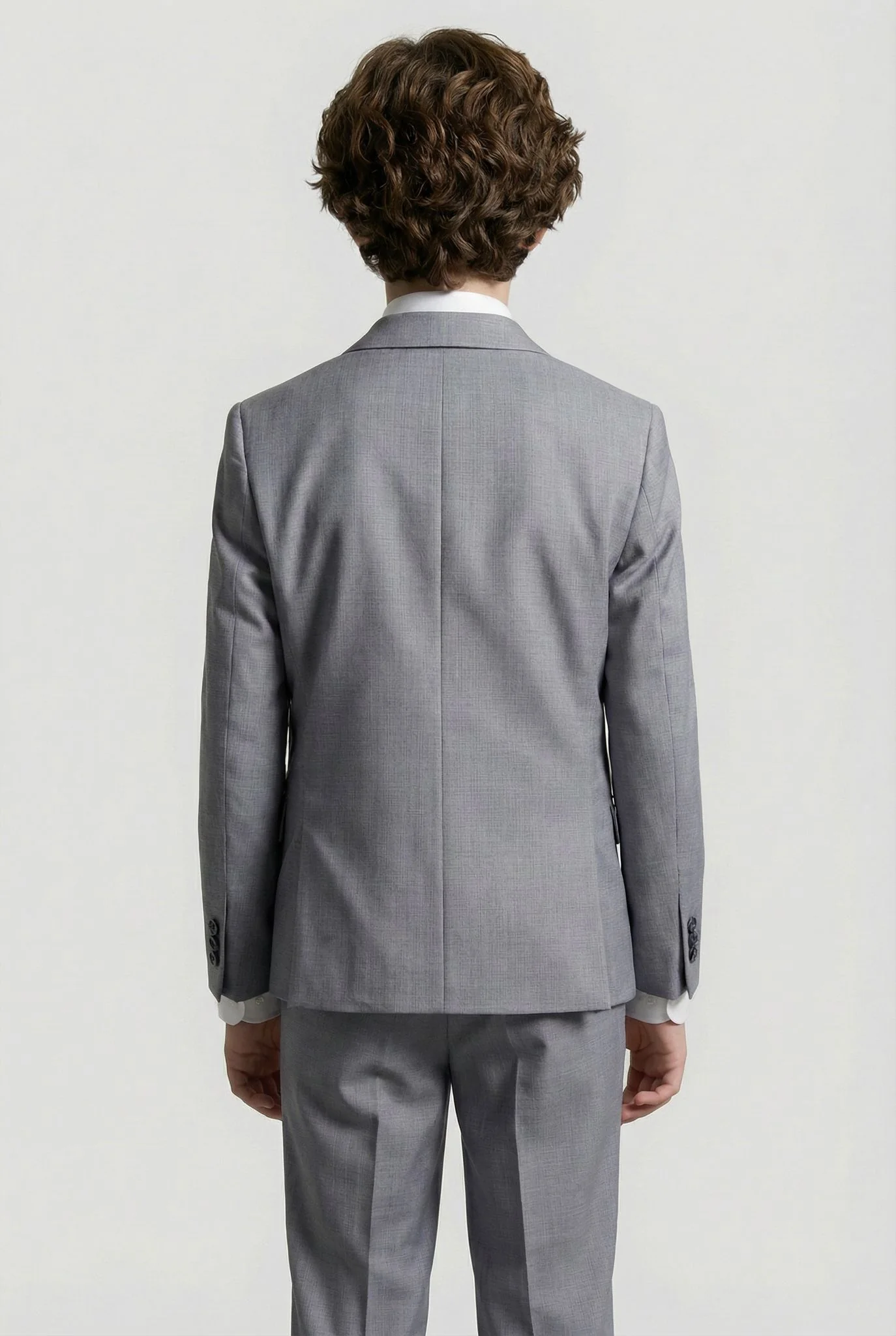 Boys 8-Piece Microcheck Formal Suit - Grey - Image 2