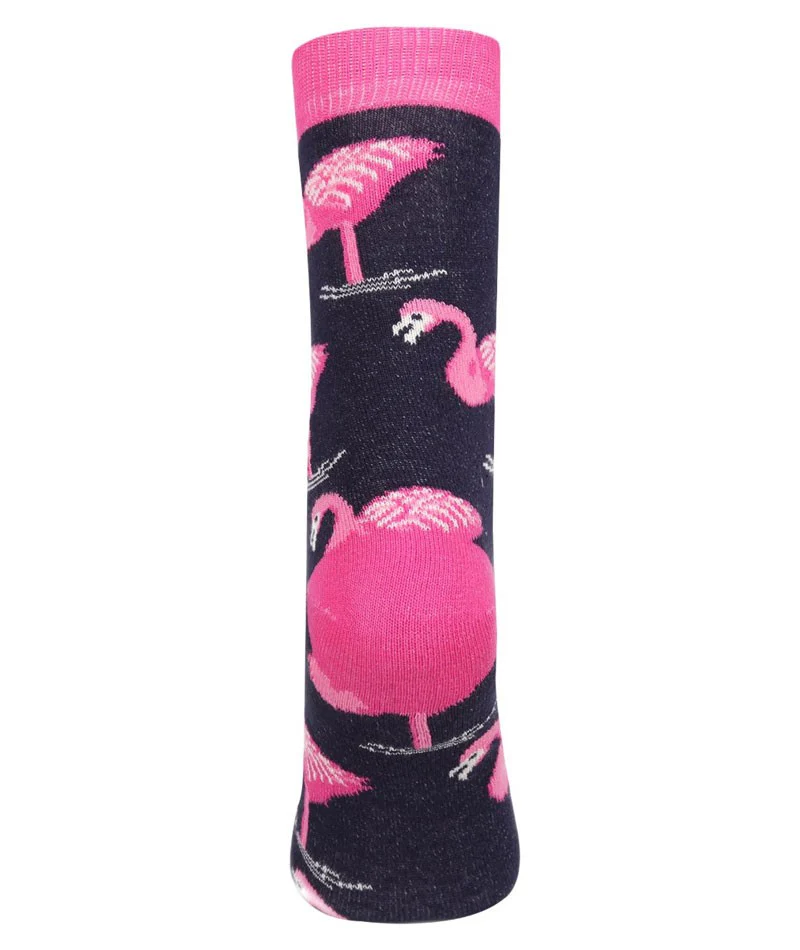 Unisex Kids Flamingo Socks - Novelty - Navy Blue - Pink - Image 4