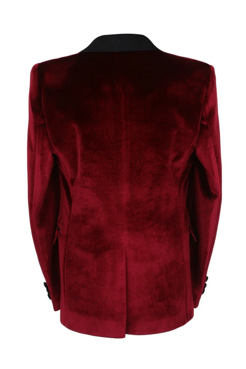 Boys Velvet Tuxedo 5 Piece Dinner Suit - Burgundy and Black - Image 3