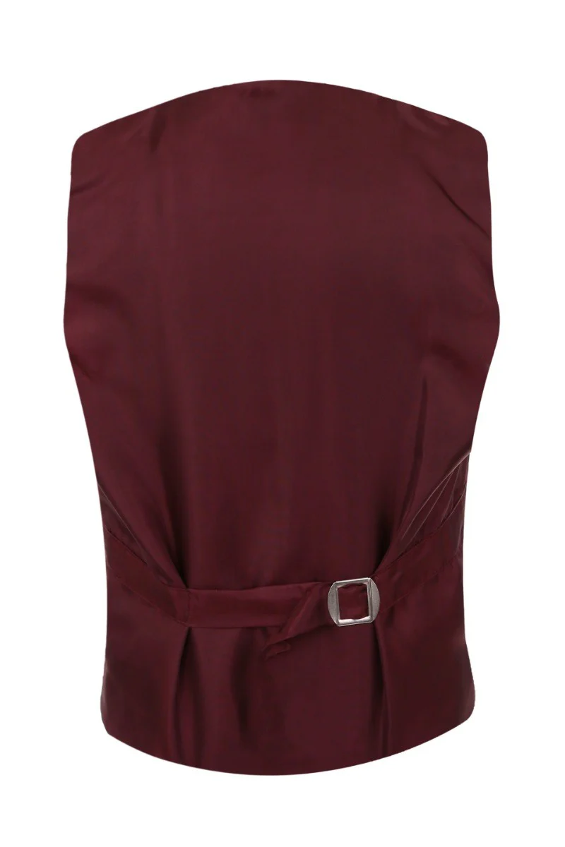 Boys Velvet Tuxedo 5 Piece Dinner Suit - Burgundy and Black - Image 5