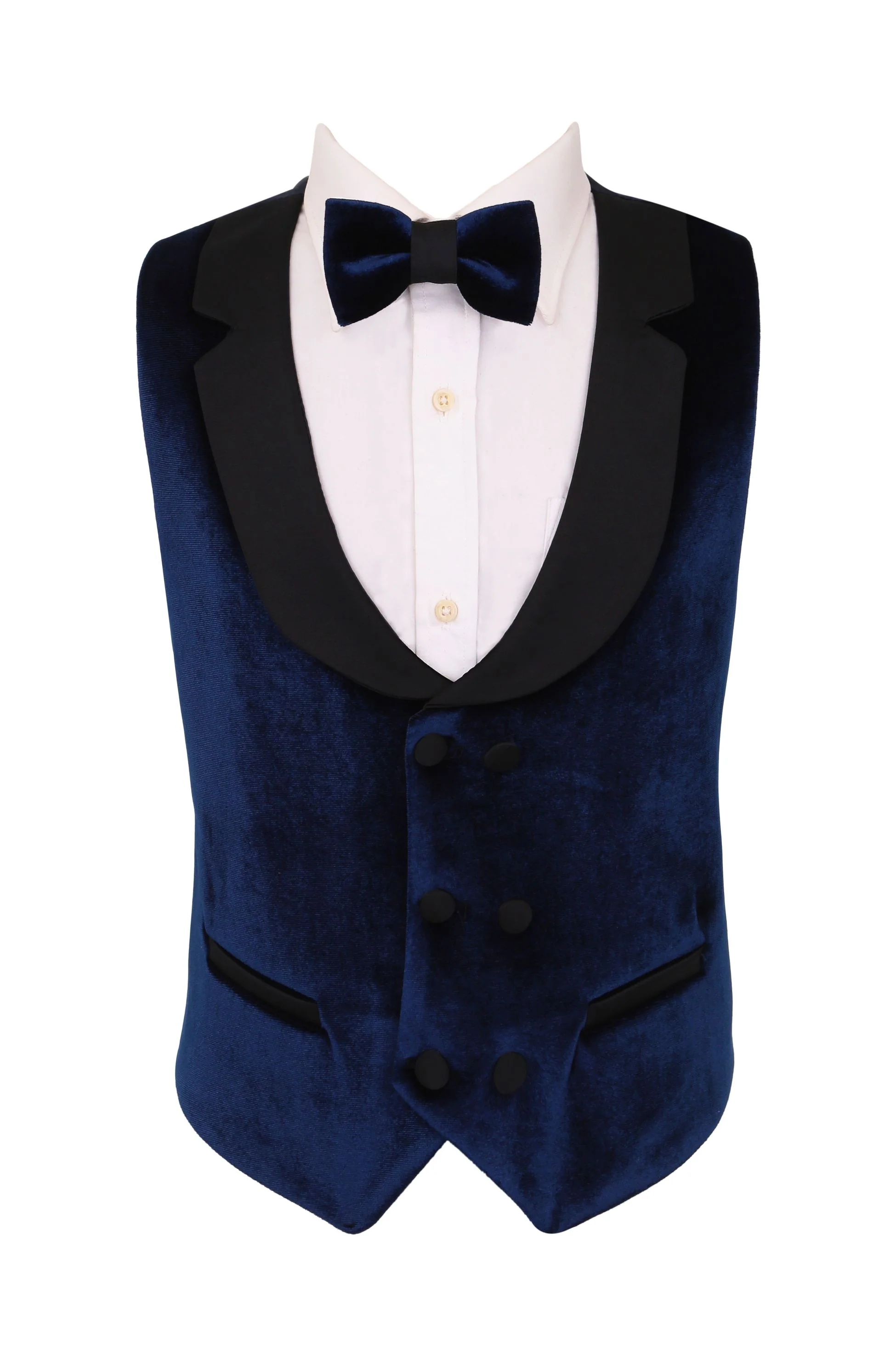 Boys Velvet Tuxedo 5 Piece Dinner Suit - Navy Blue and Black - Image 4