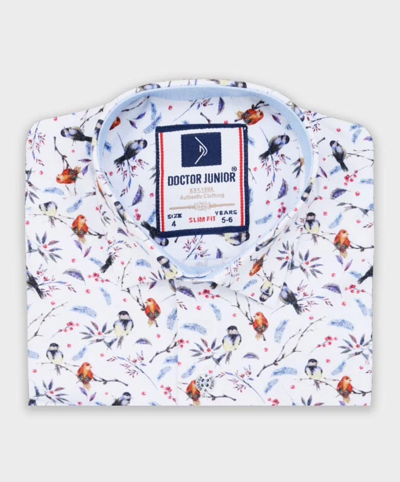 Boys Birds Printed Casual Slim Fit Shirt - Multicolour - Image 3