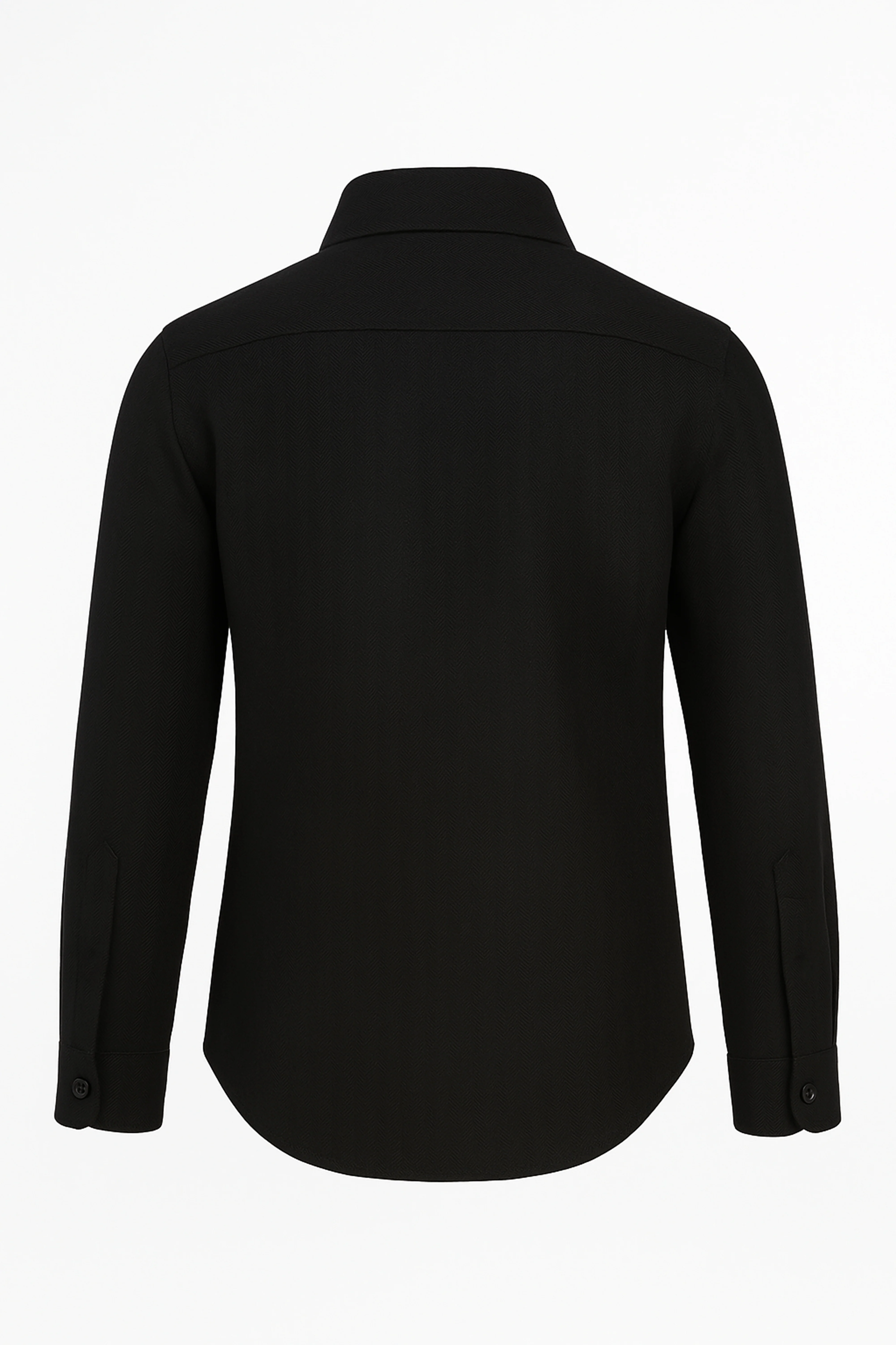 Boys’ Cotton Herringbone Formal Shirt with Classic Collar - Harput - Black - Image 4