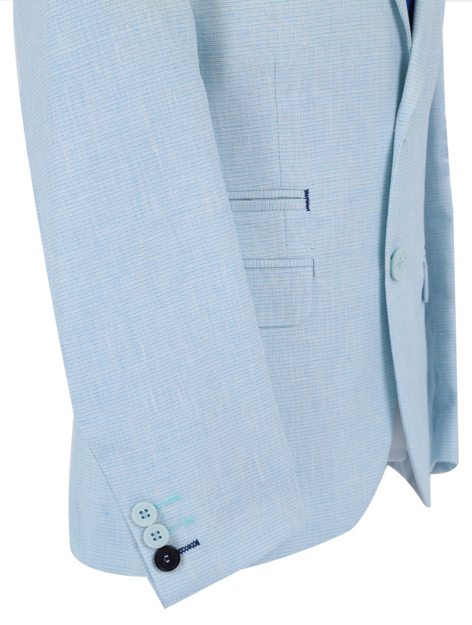 Boys Casual Linen Blazer - Sky Blue - Image 5