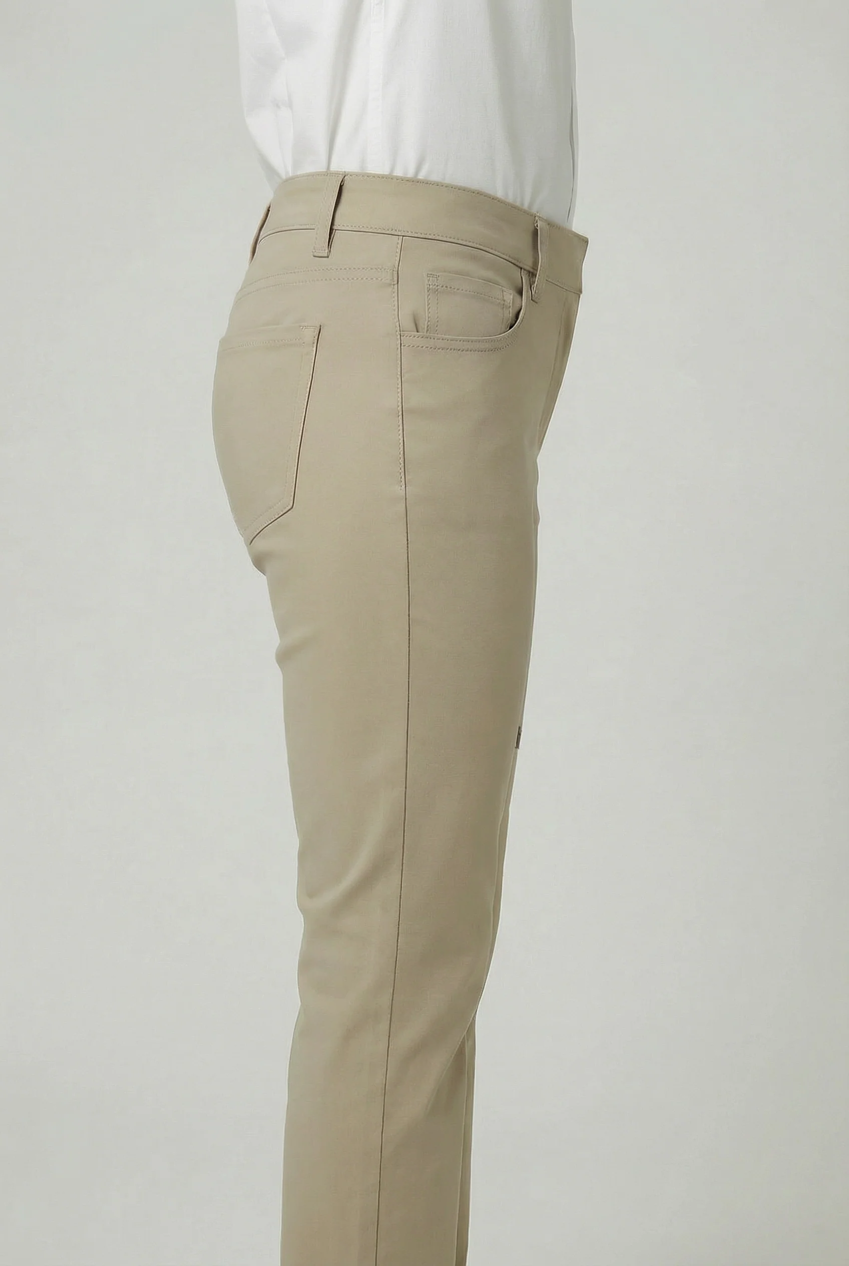 Boys Cotton Casual Stretch Chino Trousers – Beige - Image 3