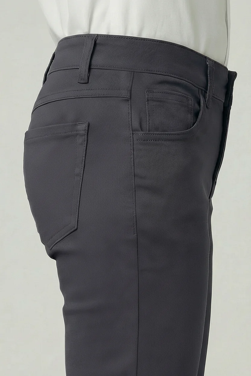 Boys Cotton Casual Stretch Chino Trousers – Charcoal Grey - Image 3