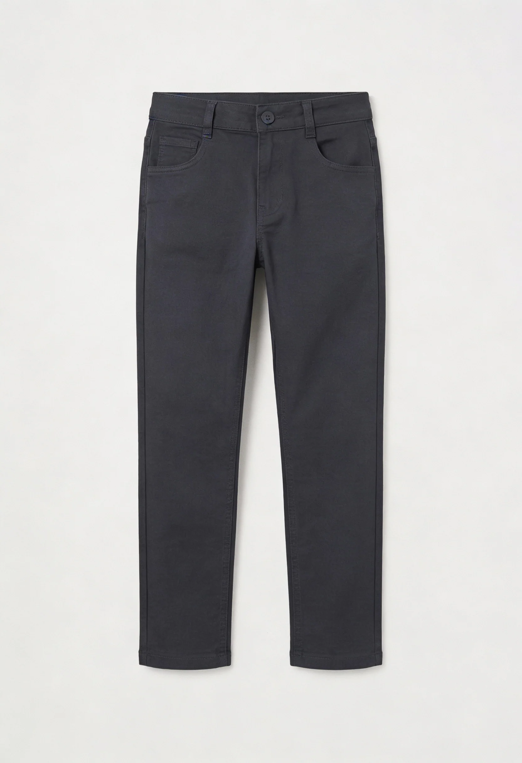 Boys Cotton Casual Stretch Chino Trousers – Charcoal Grey - Image 4