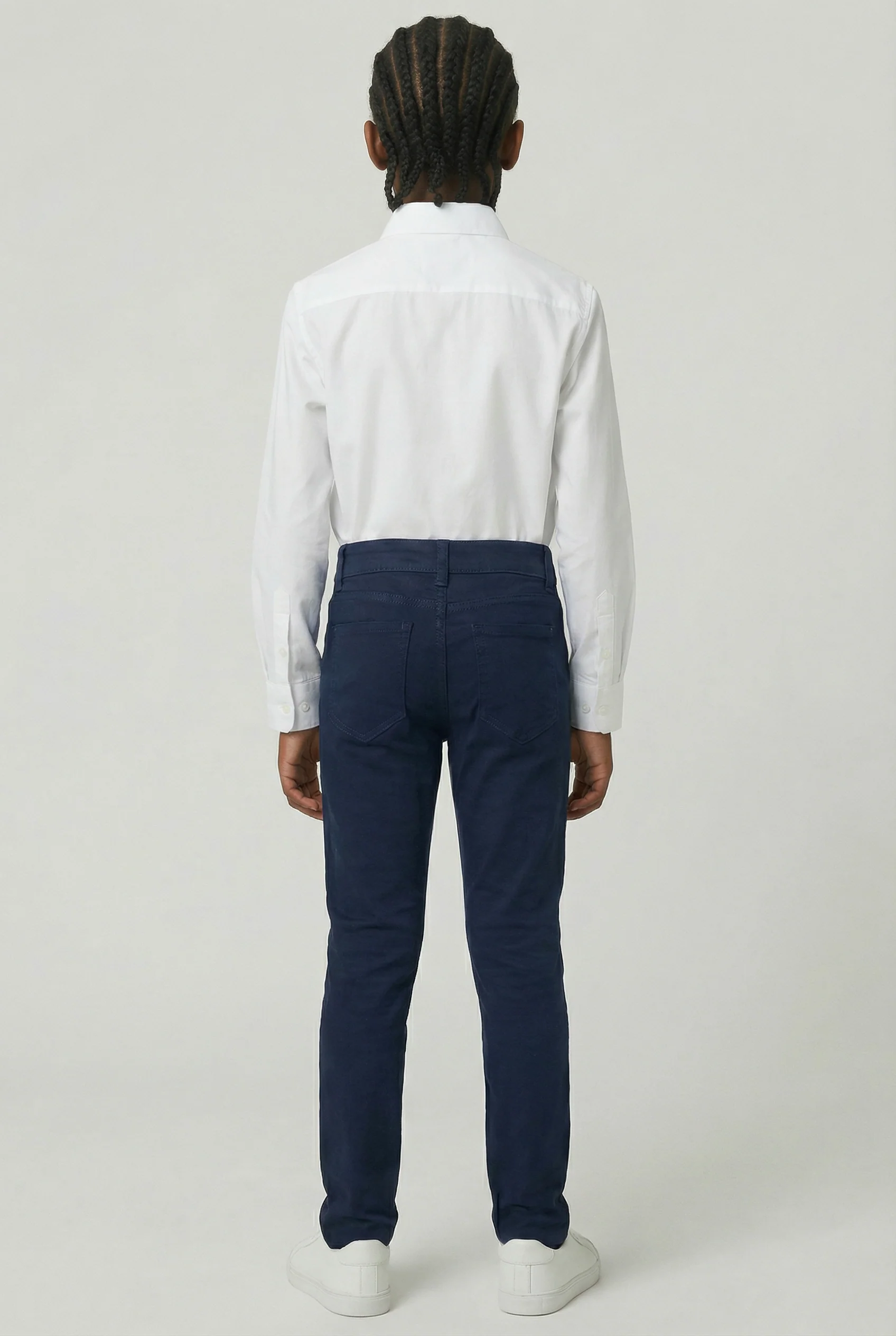 Boys Cotton Casual Stretch Chino Trousers – Navy - Image 2